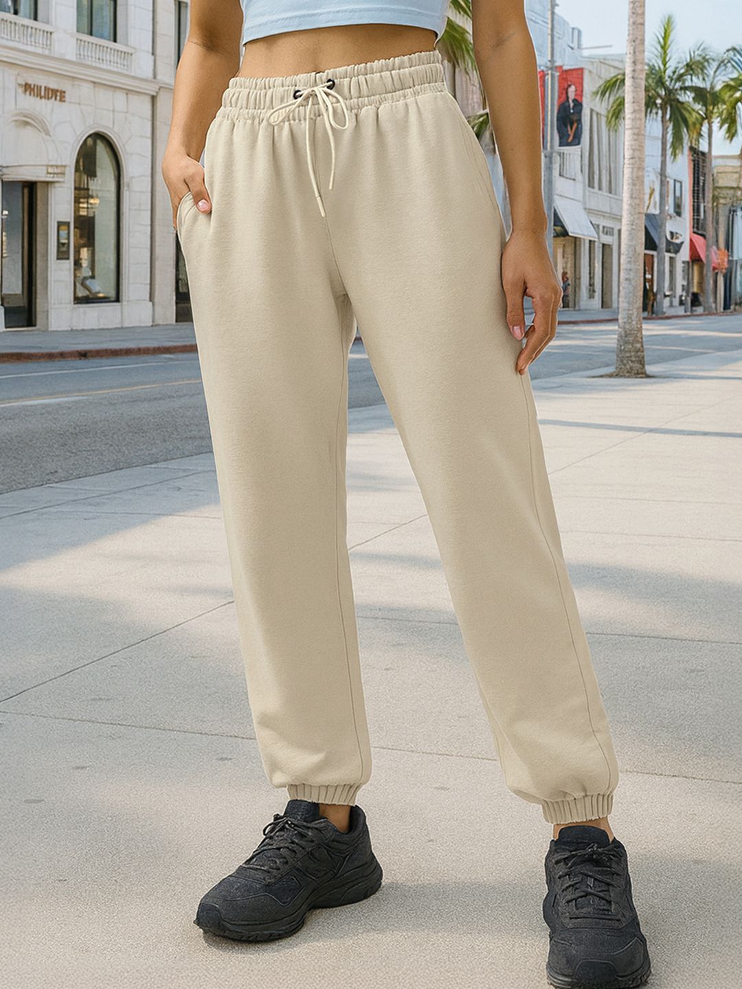 bewakoof Women Solid White Track Pants-picture-27
