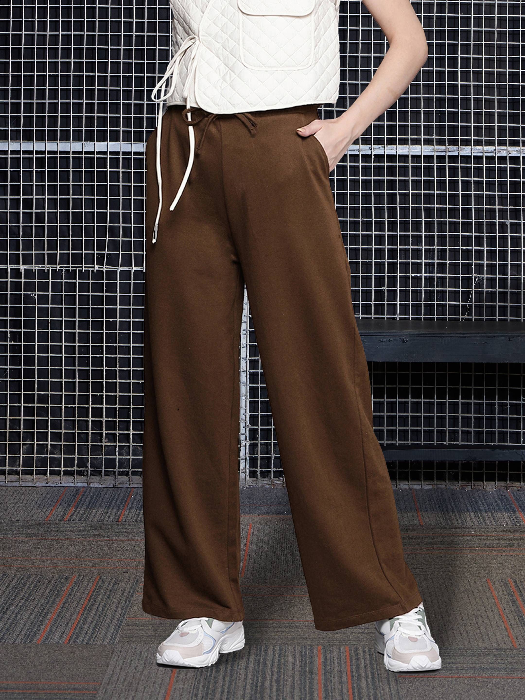 sassafras Women Solid Brown Track Pants-picture-17
