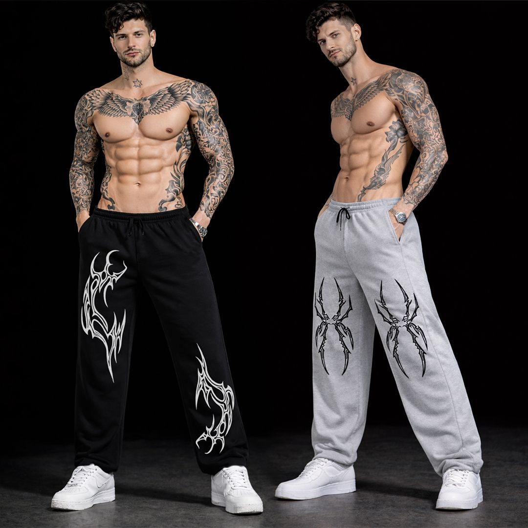 boxman Pack of 2 Men Printed Black, Grey Track Pants-picture-24