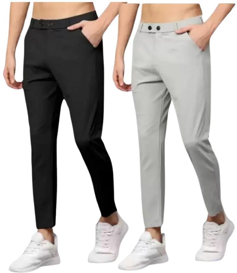 sumitgarment Pack of 2 Men Solid Black, Grey Track Pants-picture-11