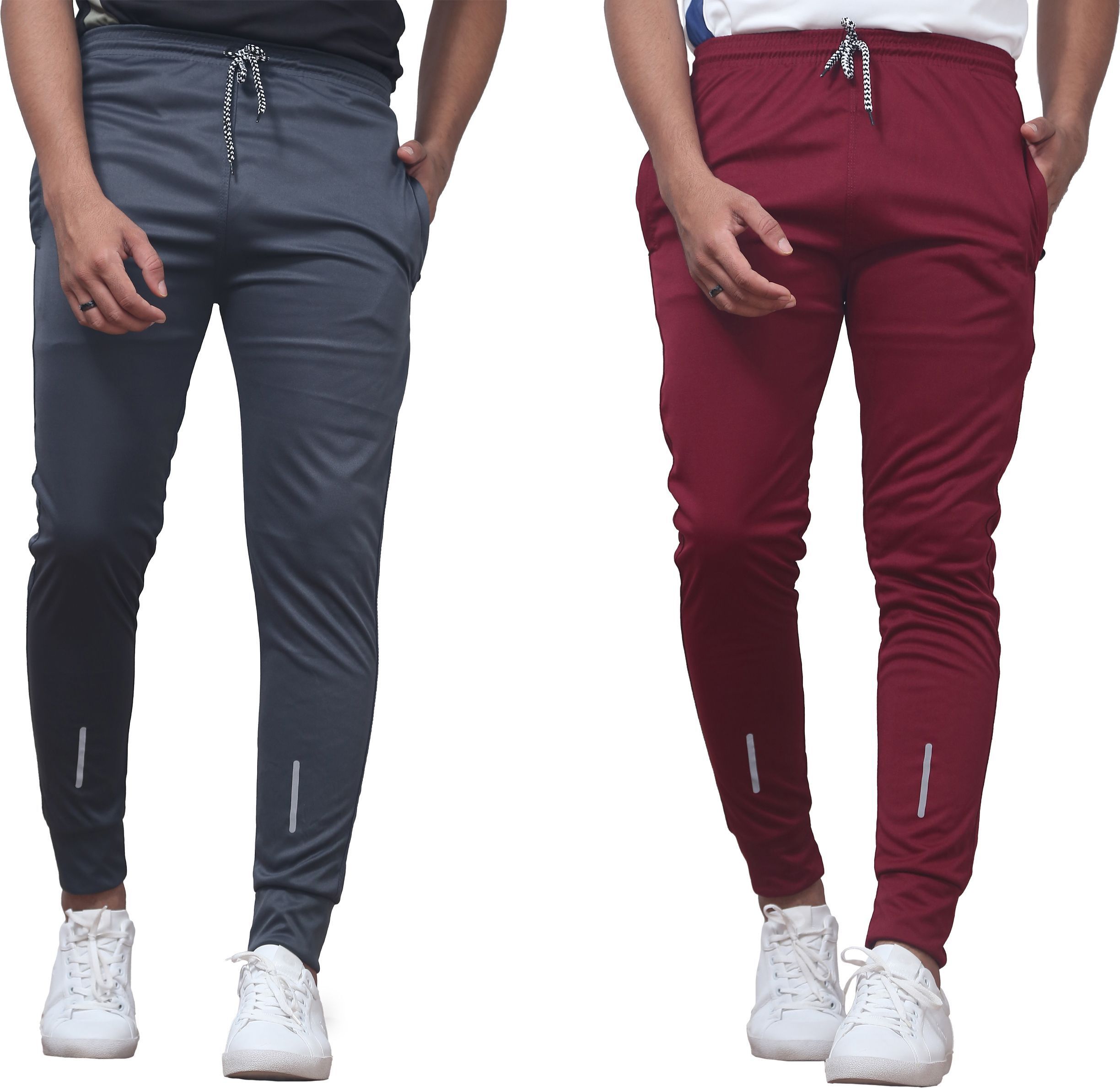 covetvolo trends Men Striped Grey, Red Track Pants-picture-40
