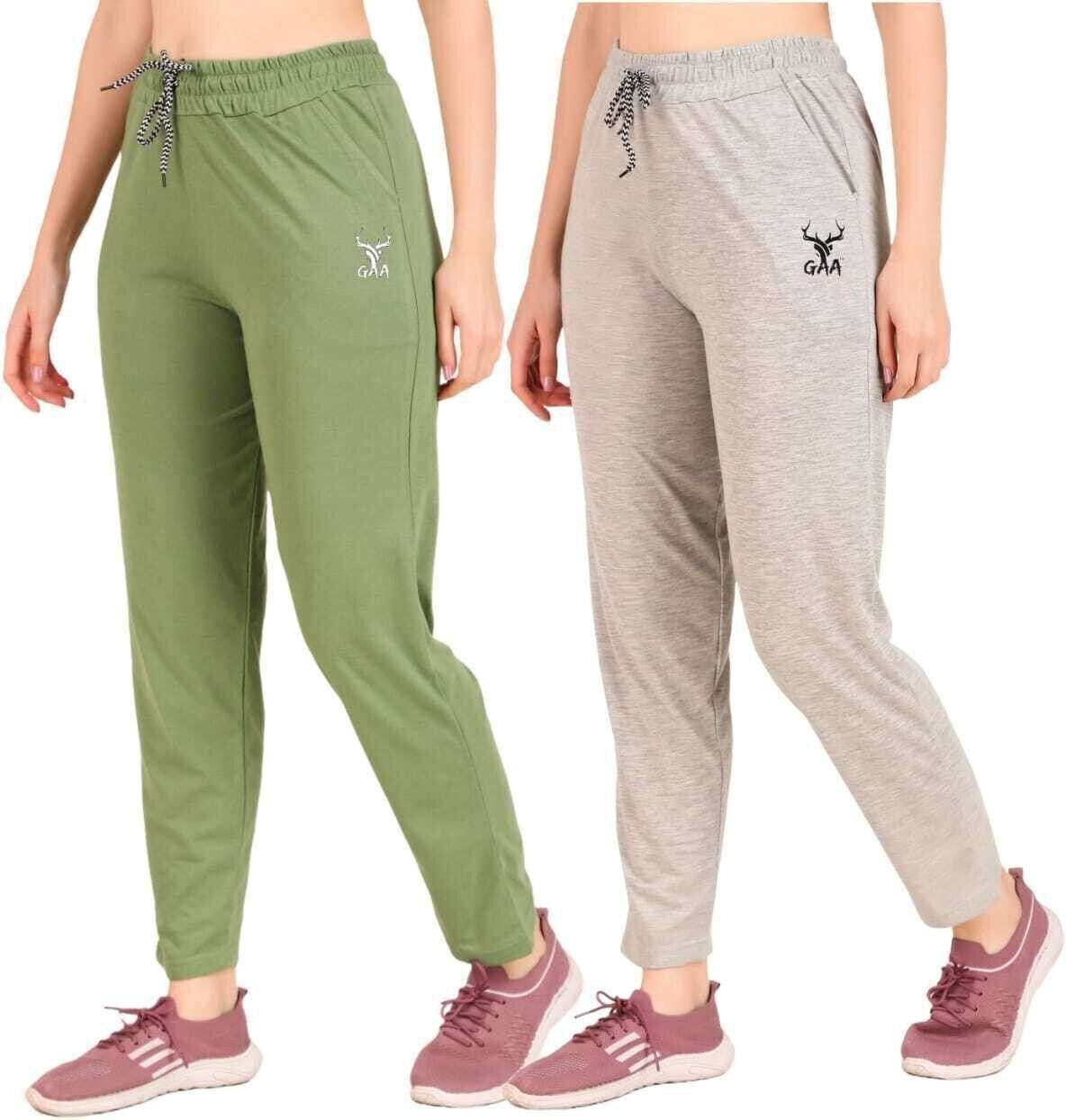 gaa Pack of 2 Women Solid Grey, Light Green Track Pants-picture-43