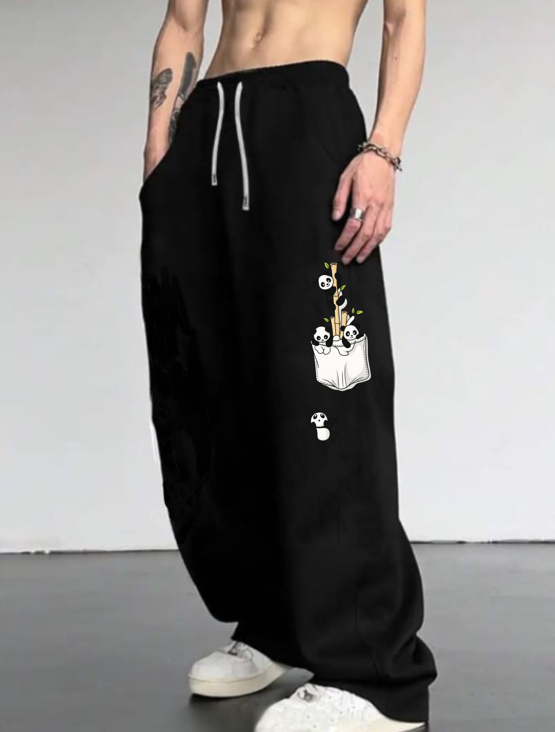 deslizar Men Graphic Print Black Track Pants-picture-22