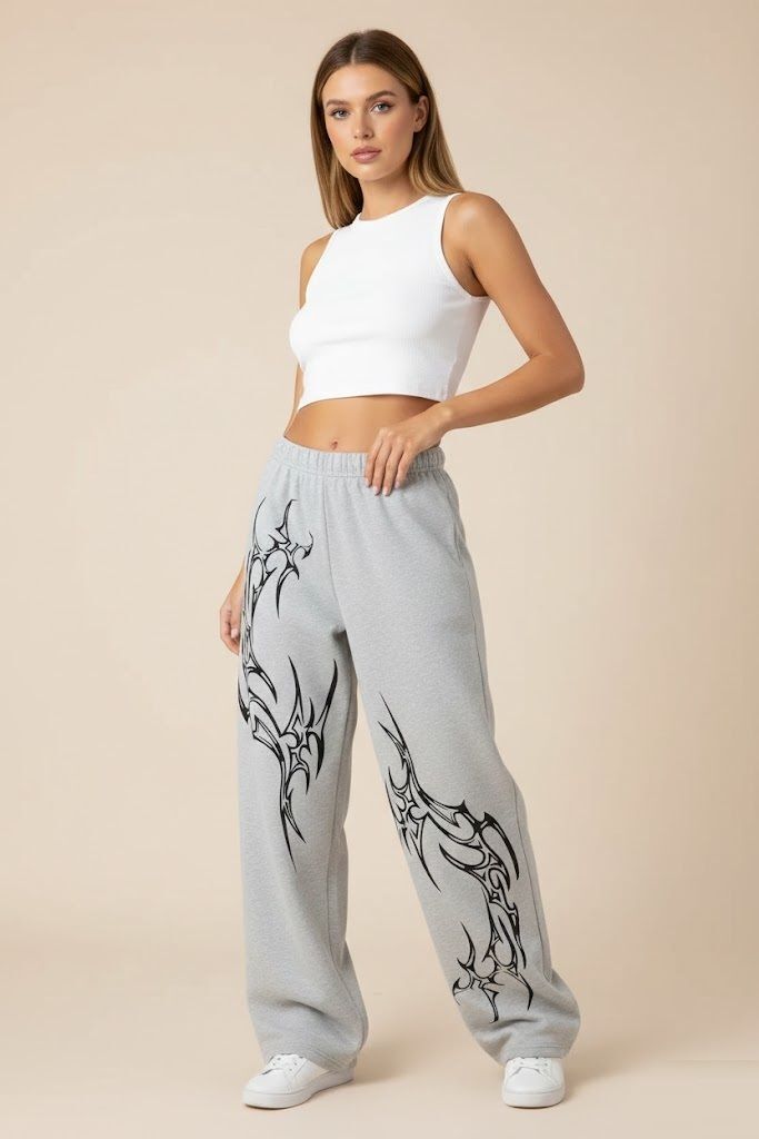 Women Printed Grey Track Pants-image-41