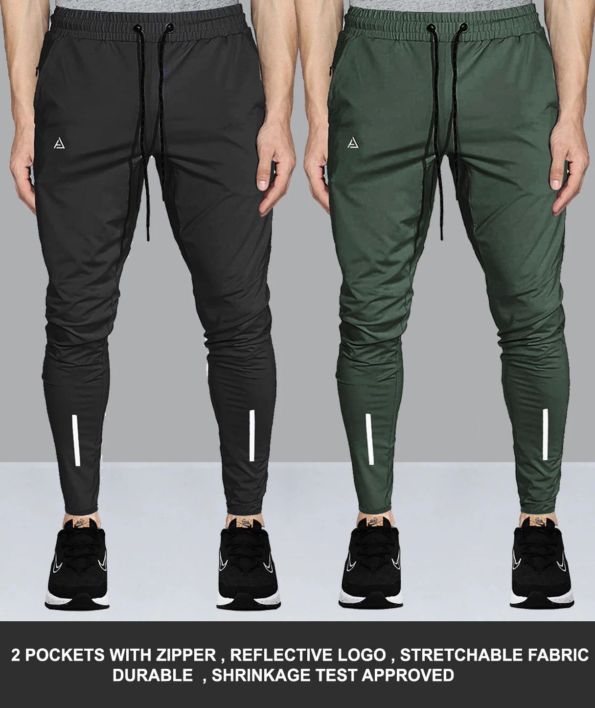 avolt Pack of 2 Men Solid Black, Olive Track Pants-picture-13