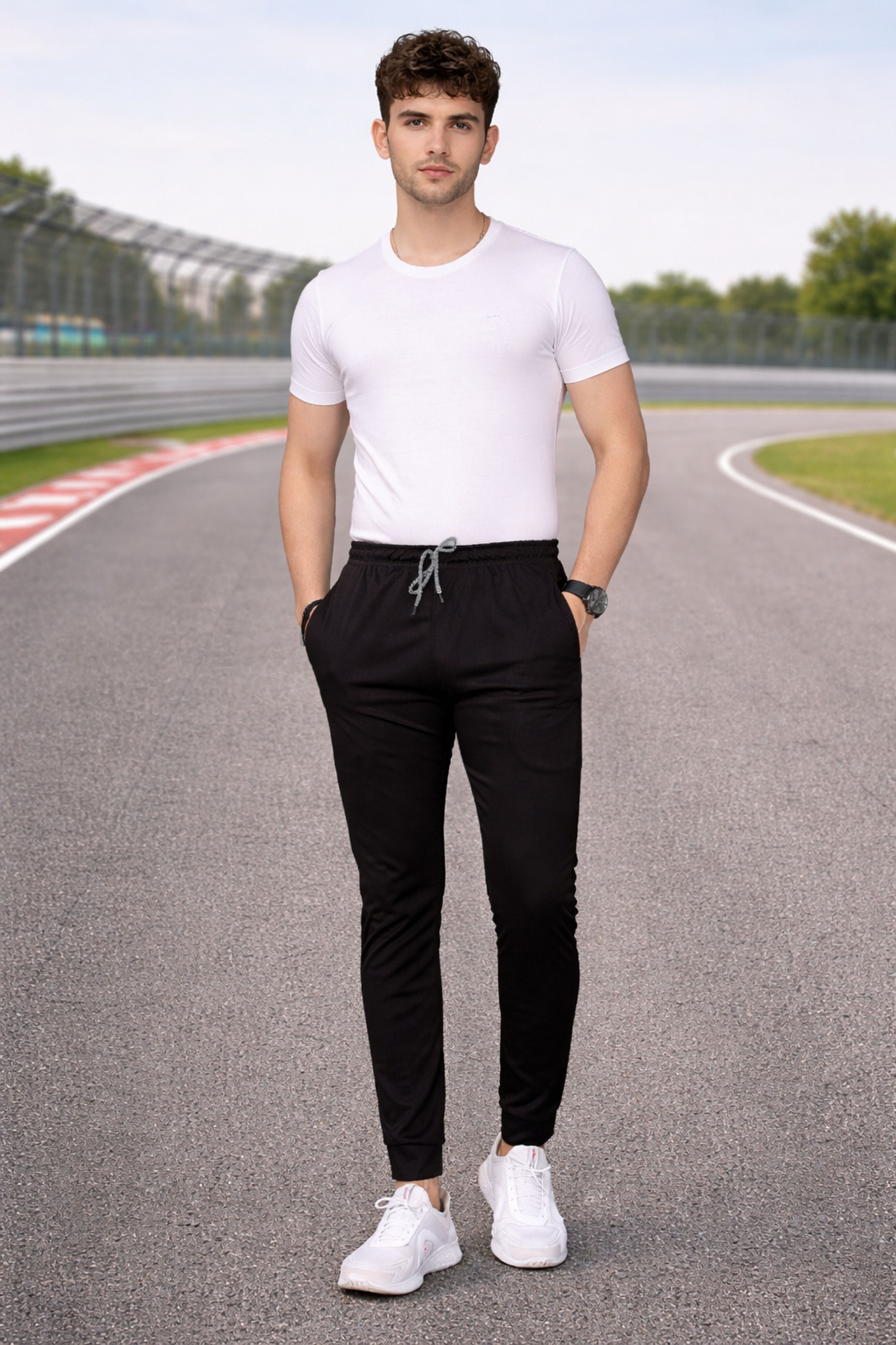 anand Men Solid Black Track Pants-picture-16