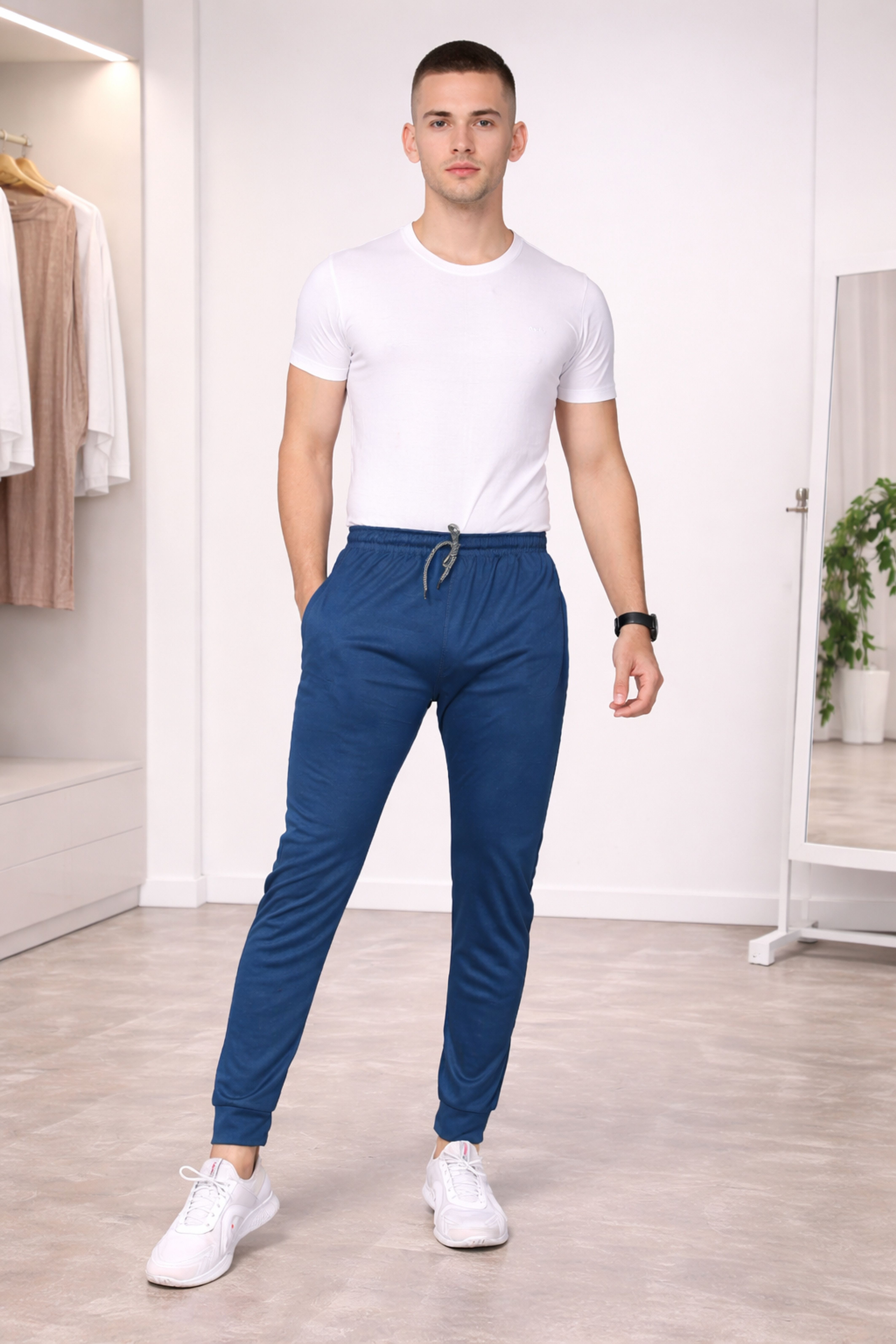 anand Men Solid Blue Track Pants-picture-3
