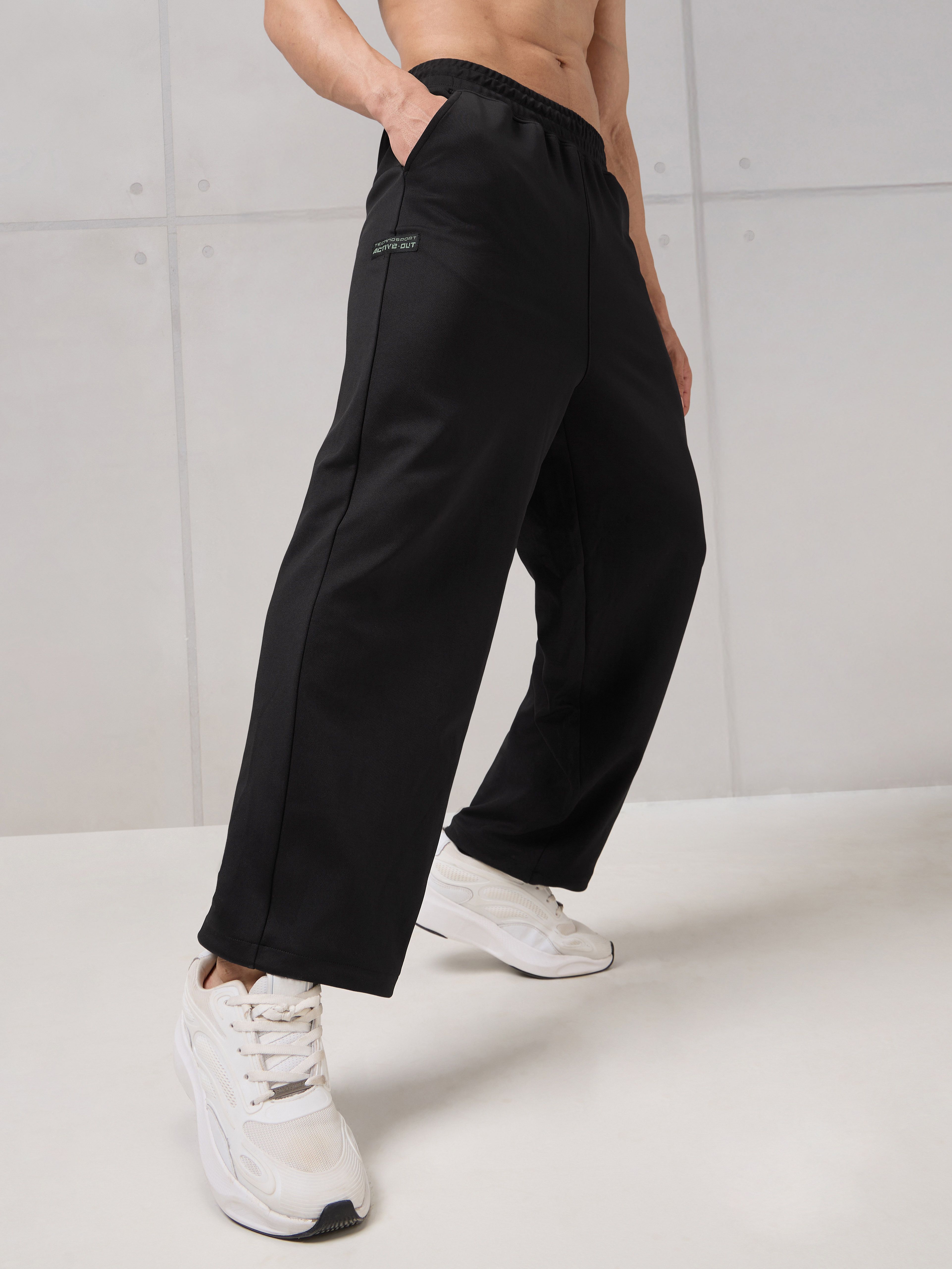 Men Solid Black Track Pants-image-12