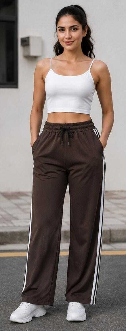mighty Women Striped Brown Track Pants-picture-17