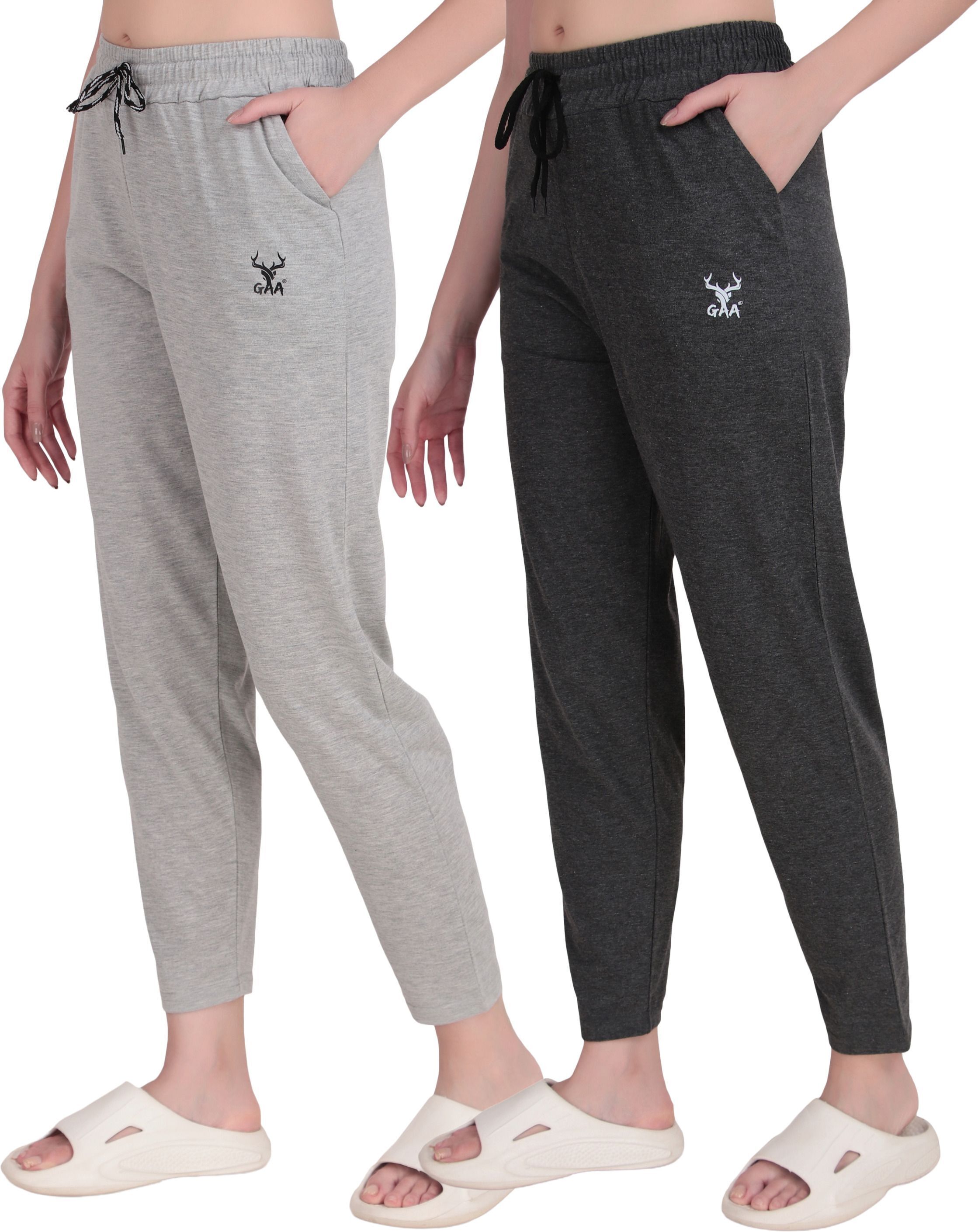 gaa Pack of 2 Women Solid Grey Track Pants-picture-25