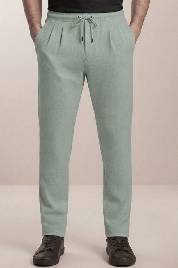 indiclub Men Self Design Light Green Track Pants-picture-23
