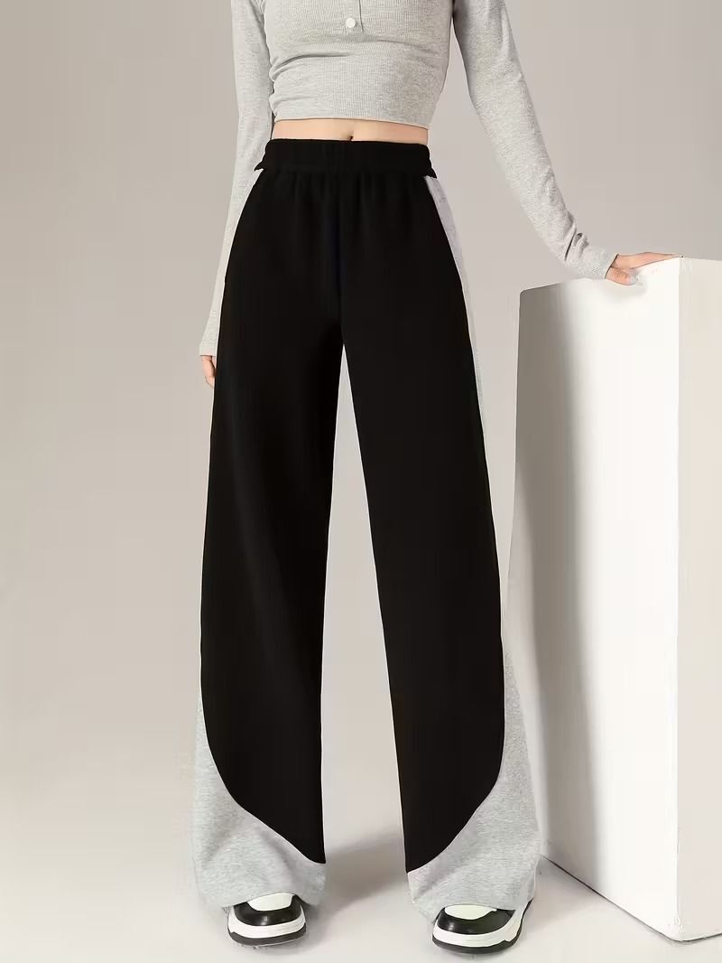 Women Striped Black Track Pants