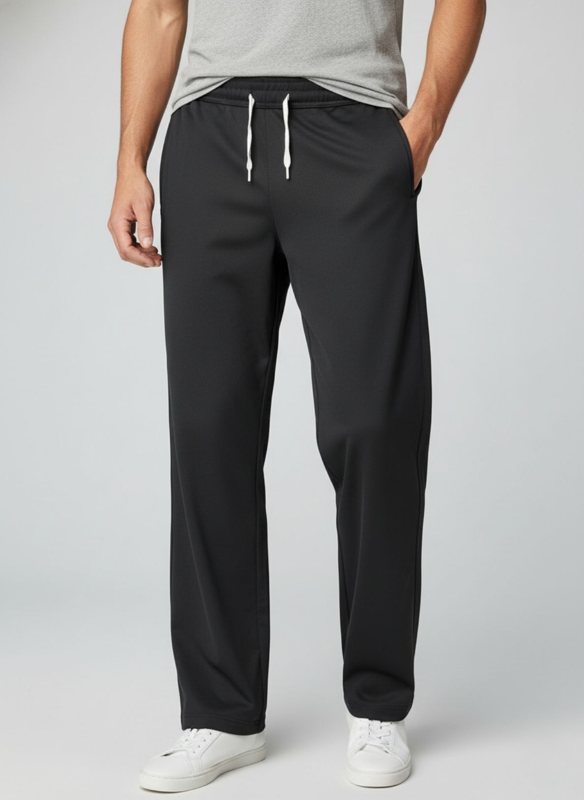 Men Loose Fit Black Lycra Blend Trousers