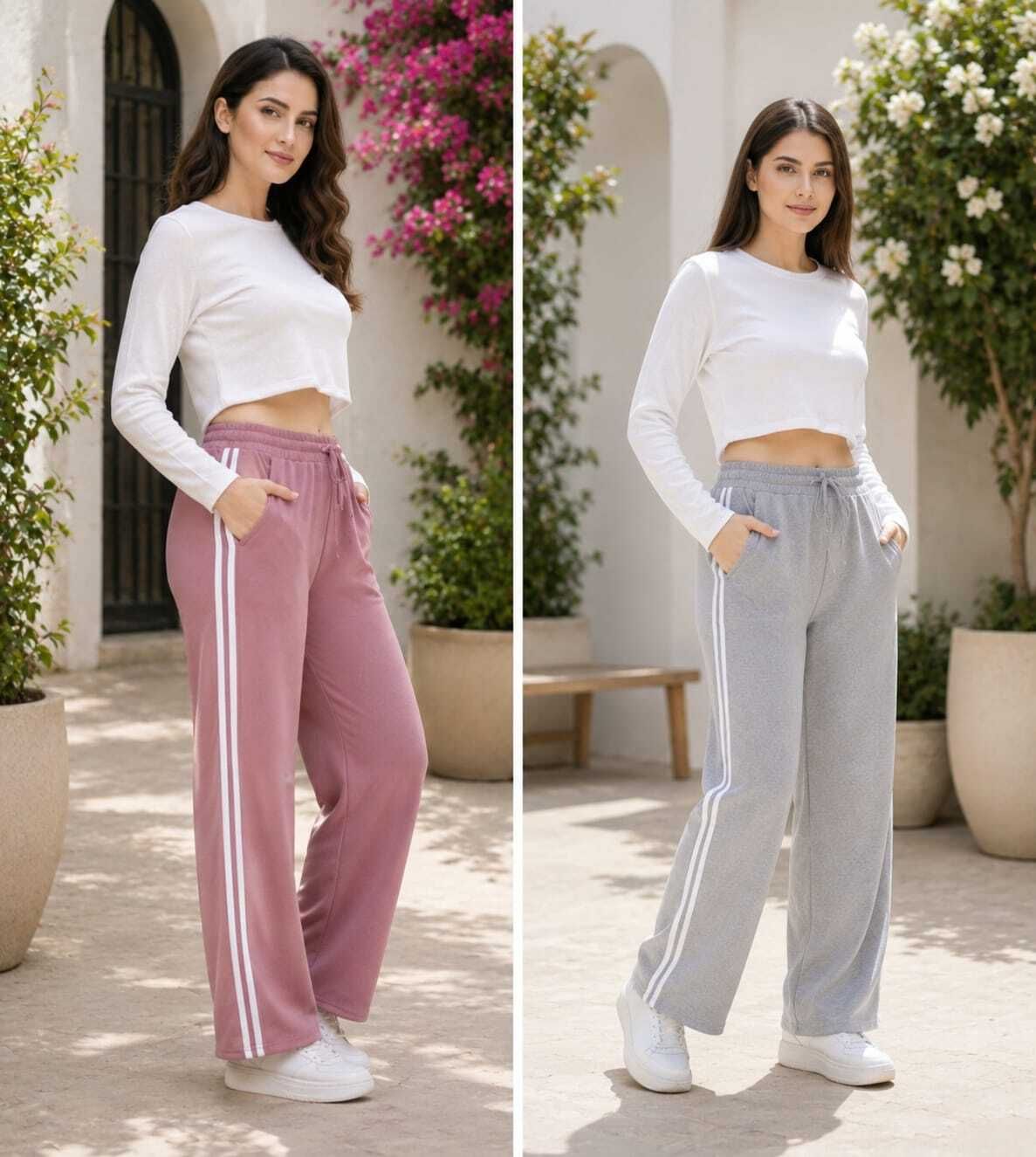tiger style Women Solid Black, Grey Track Pants-picture-34
