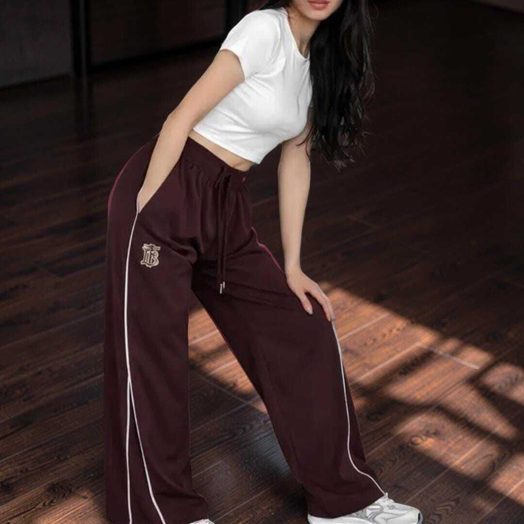 quees Women Striped, Graphic Print Maroon Track Pants-picture-41
