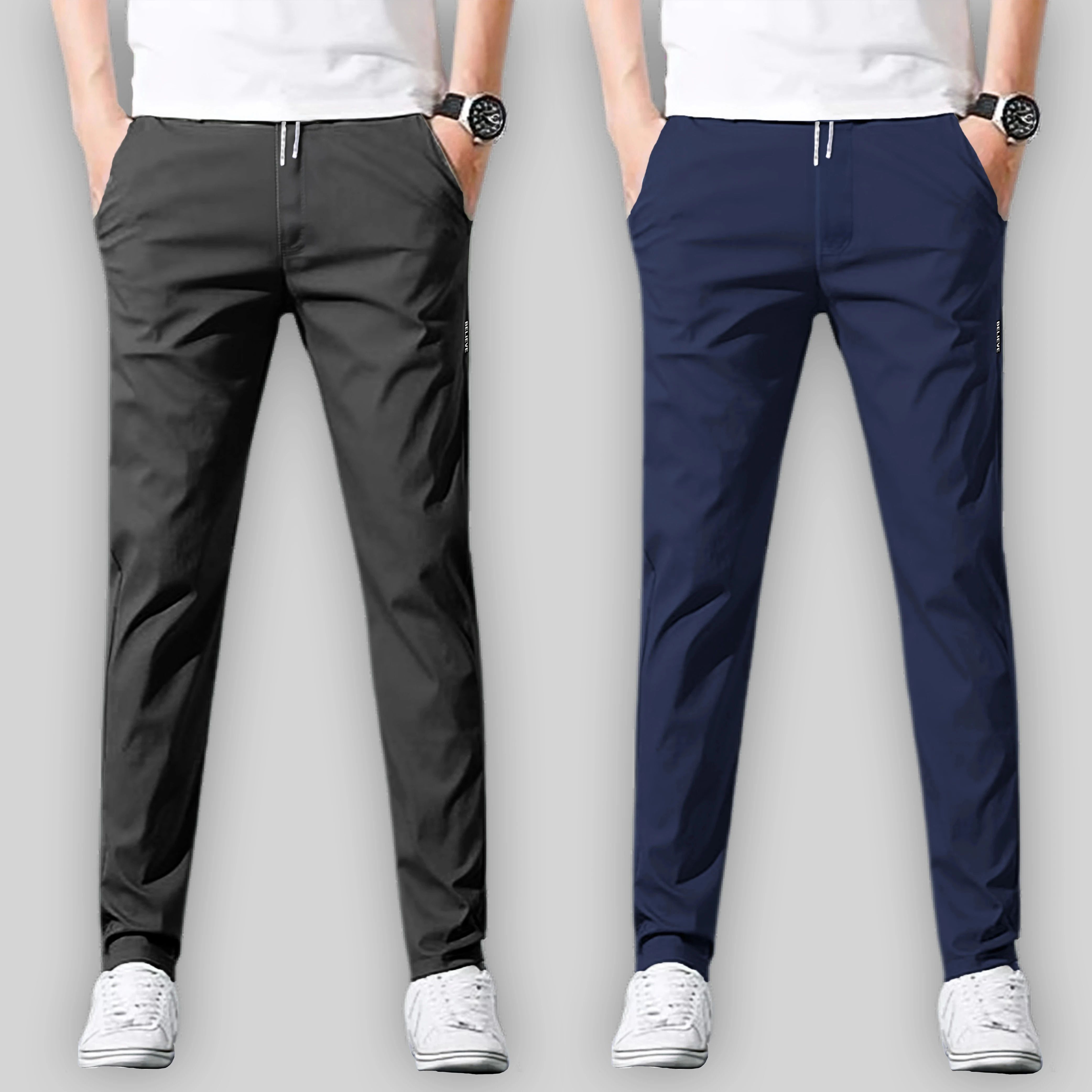 joggers park Pack of 2 Men Solid Multicolor Track Pants-picture-24
