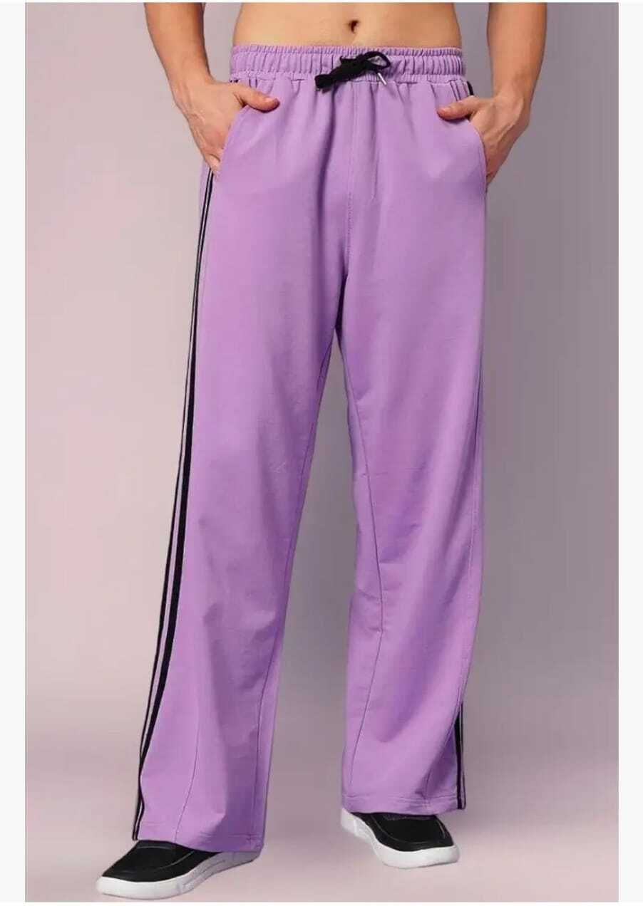 Men Loose Fit Purple Lycra Blend Trousers