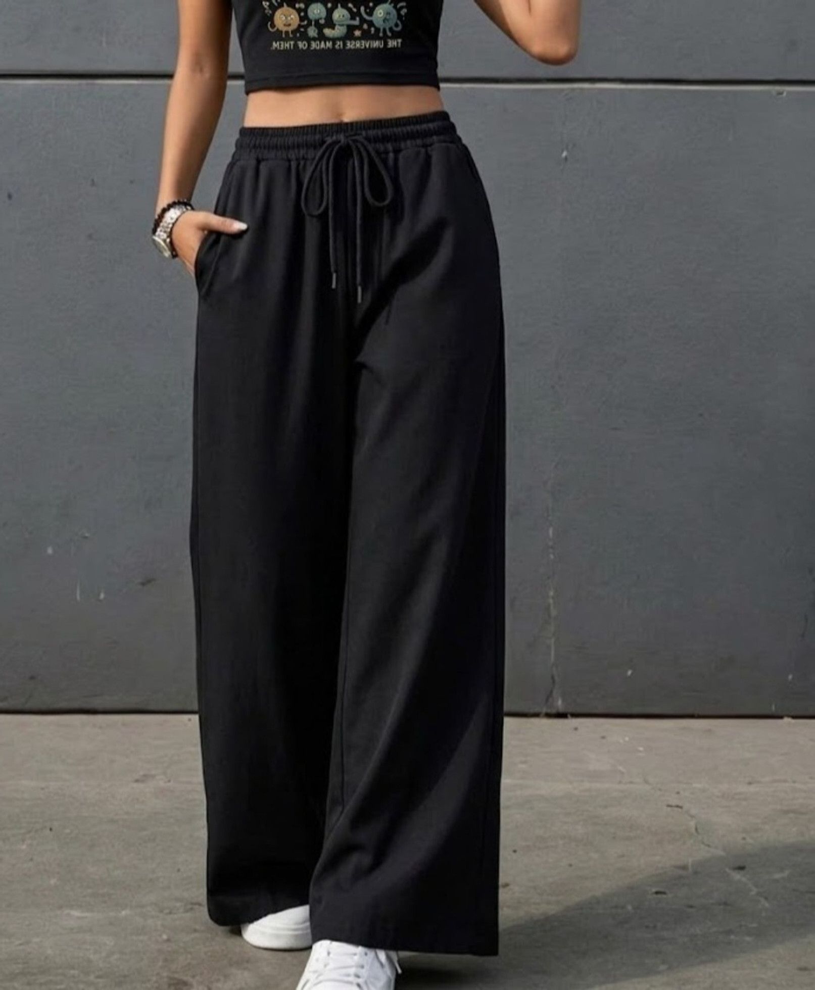 Women Solid Black Track Pants-image-47