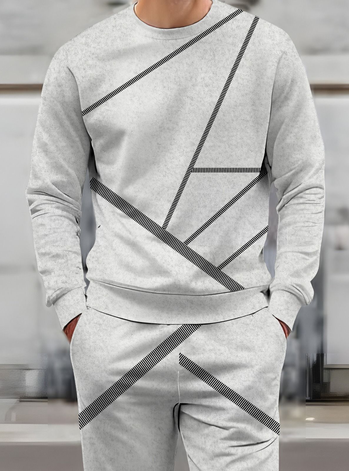 triptee Men Night Suit Set Silver Geometric Print-picture-37