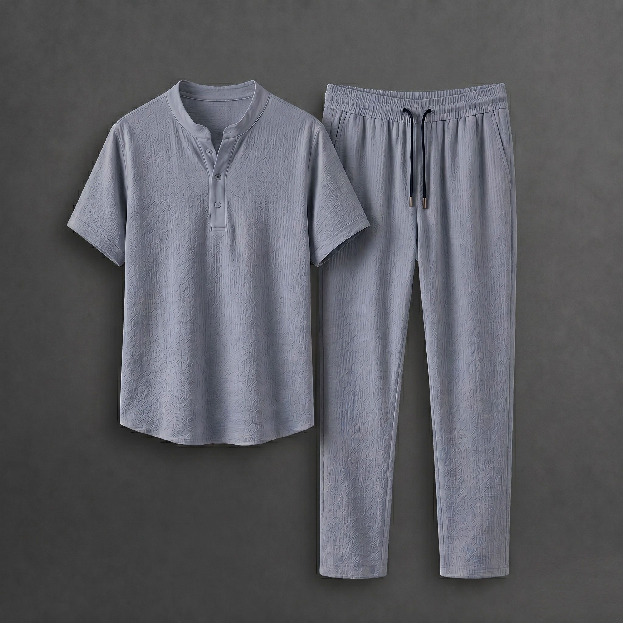 vally creation Men Night Suit Set Grey Self Design-picture-12