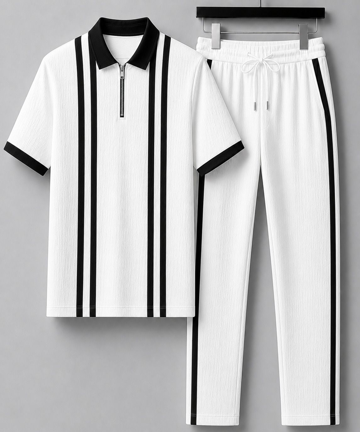 fablefit Men Night Suit Set White Solid-picture-10