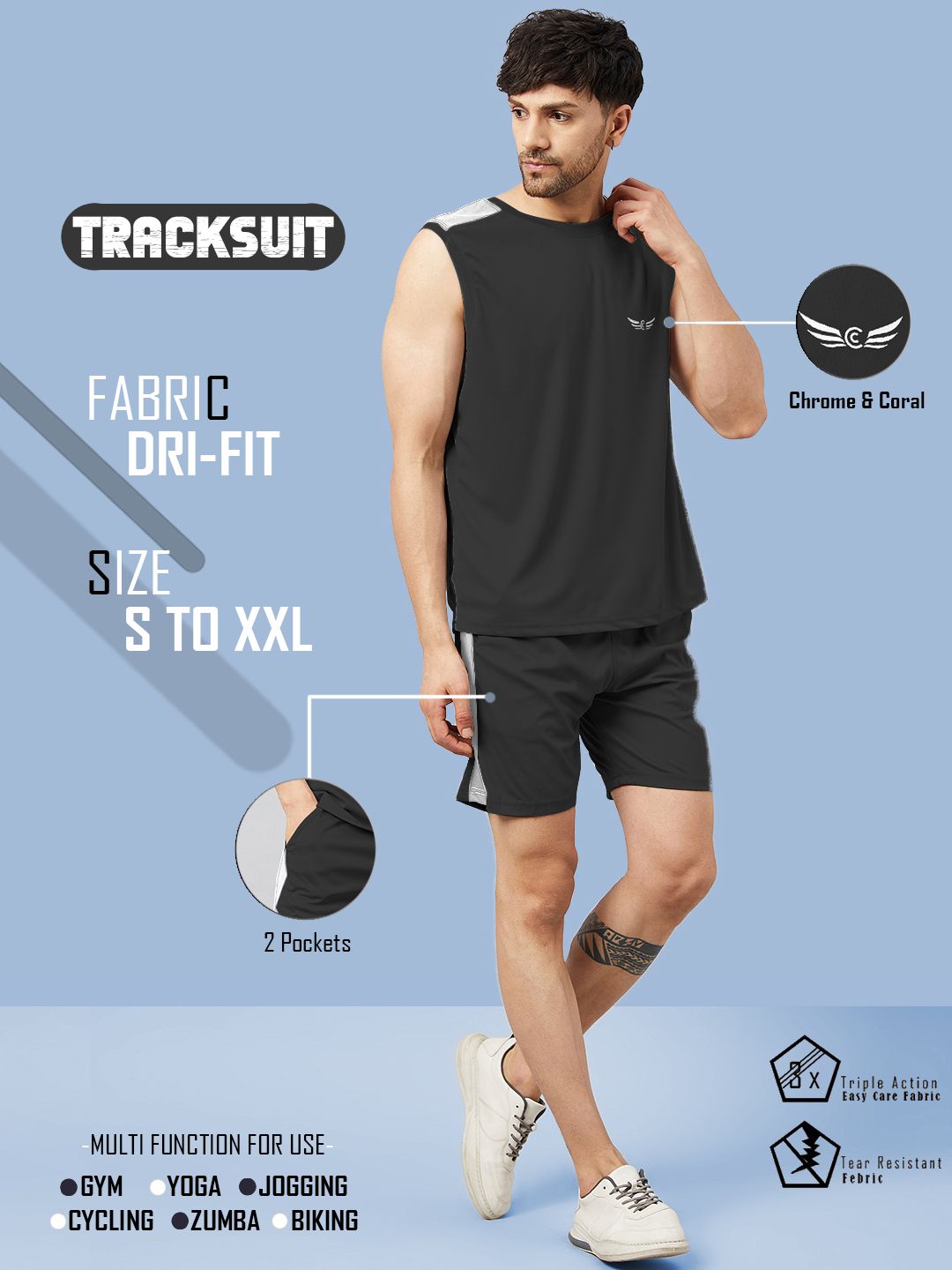 crease & clips Colorblock Men Track Suit-picture-20