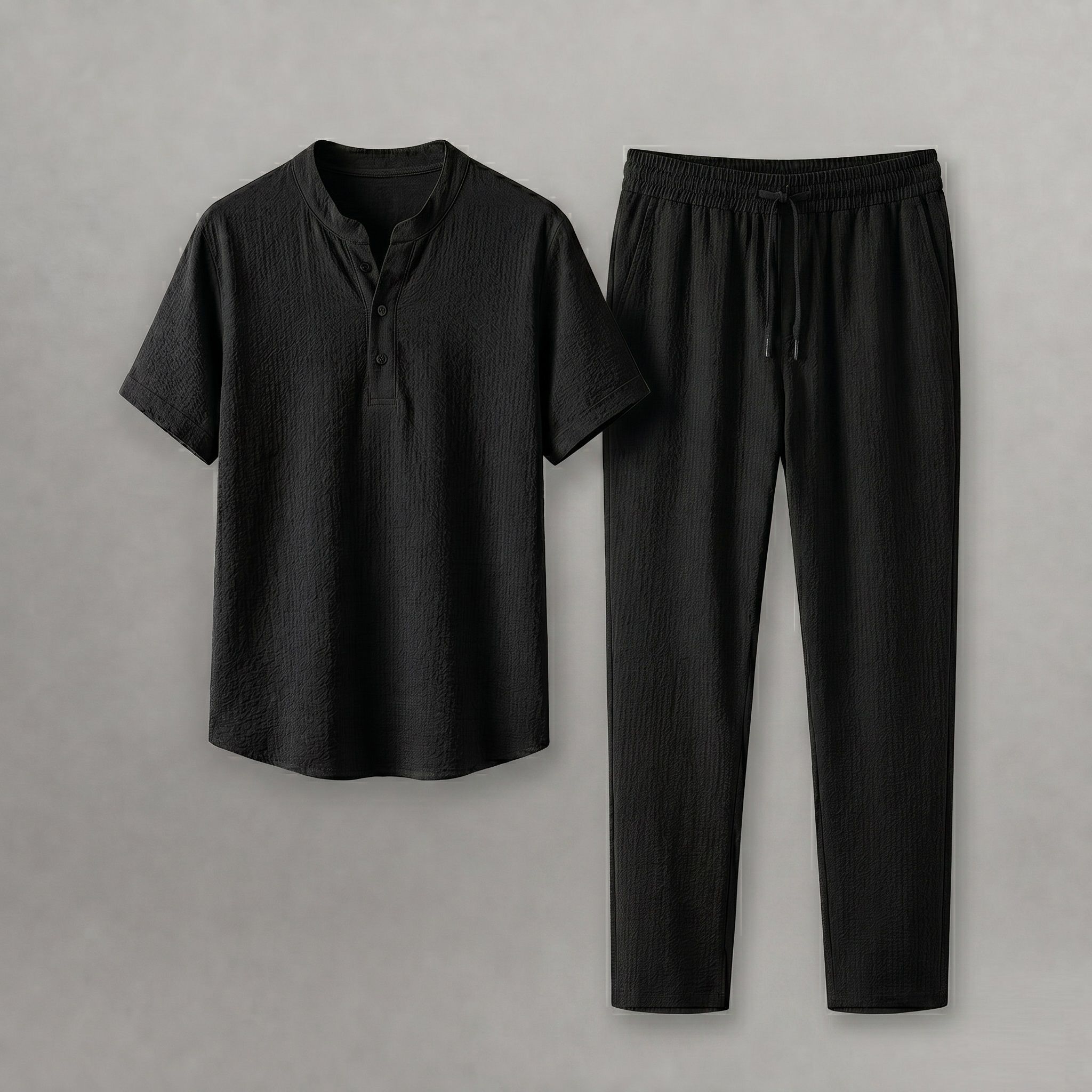 vally creation Men Night Suit Set Black Self Design-picture-17