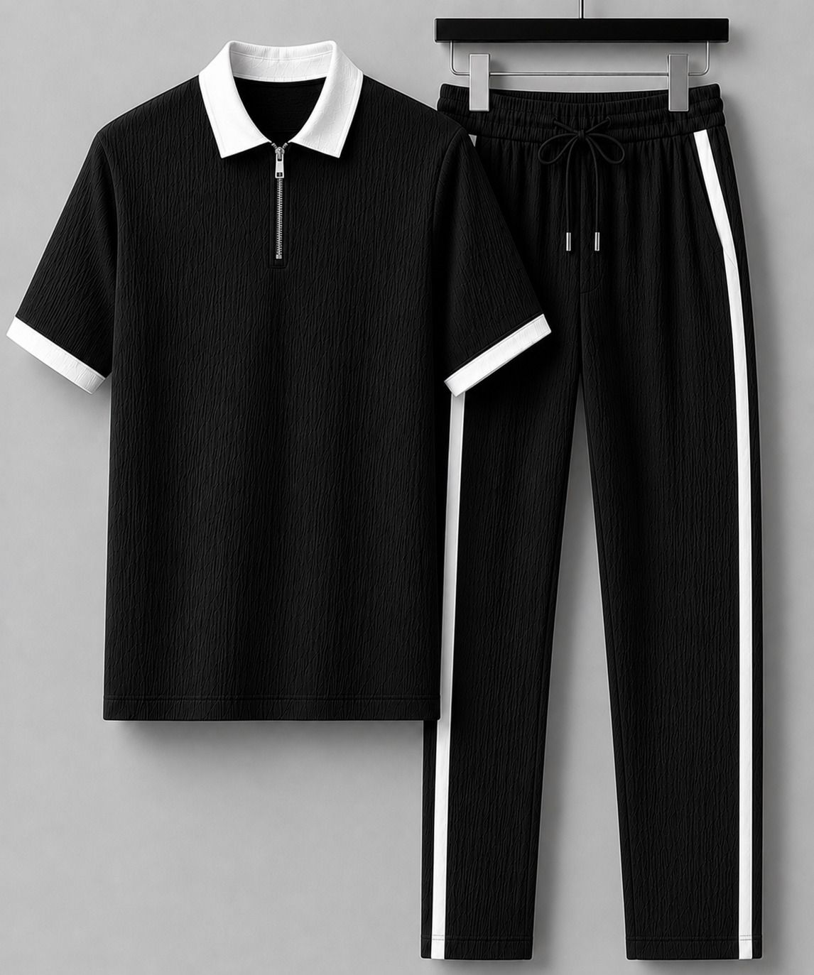karmyog Men Night Suit Set Black Solid-picture-22
