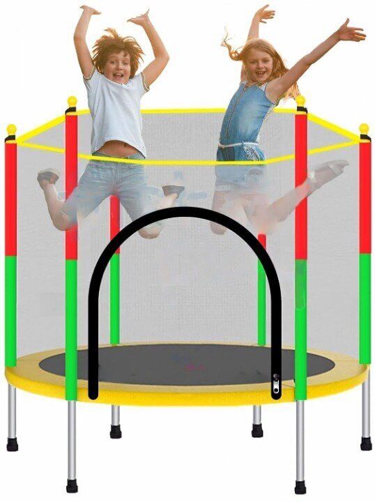 55 Inch Premium Fitness Trampoline with Enclosure net and Poles Safety Pad. Trampoline