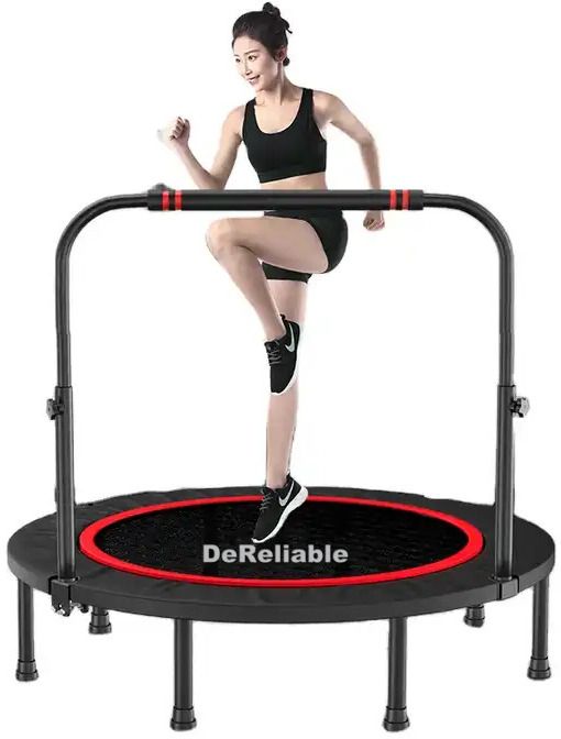 48" Excercise Rebounder Foldable Trampoline with 5 Level Height Adjustble Handle Trampoline