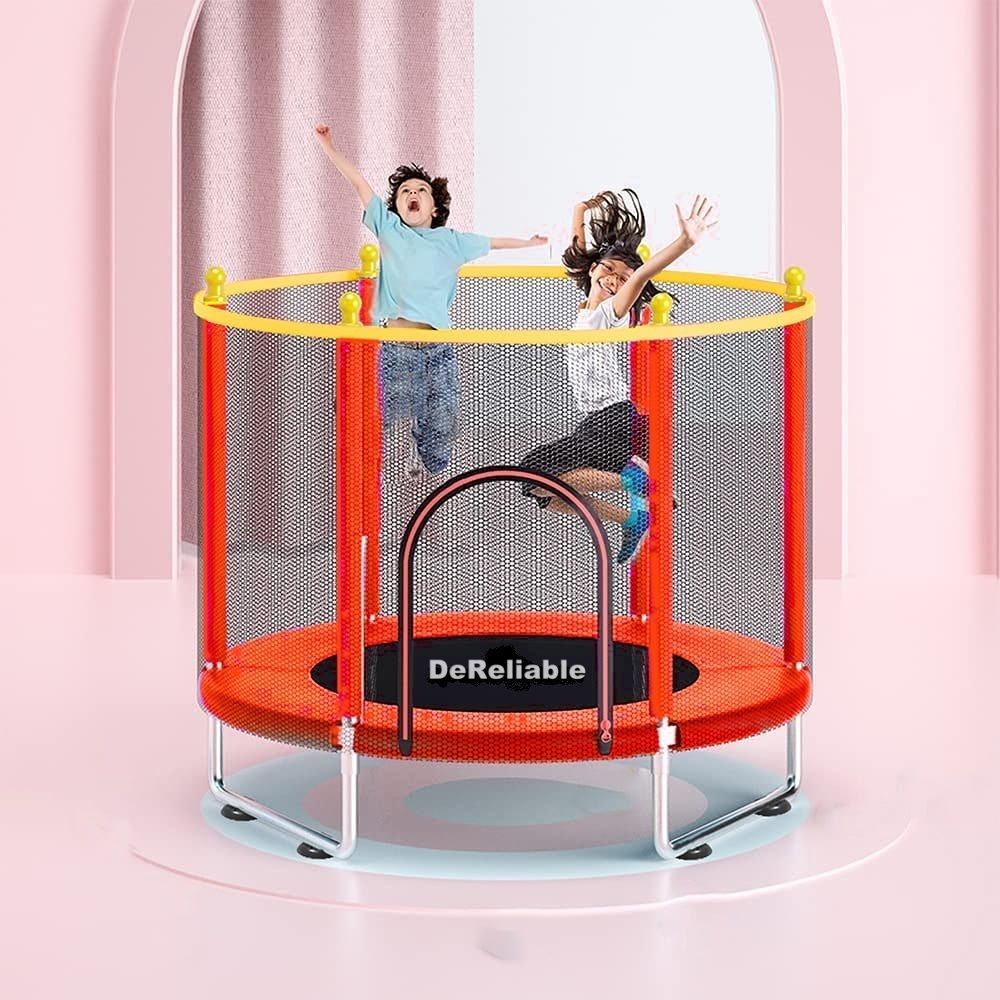 55" Trampoline with Enclosur Net Foam cover 100Kg weight capacity fr kids Adults Trampoline