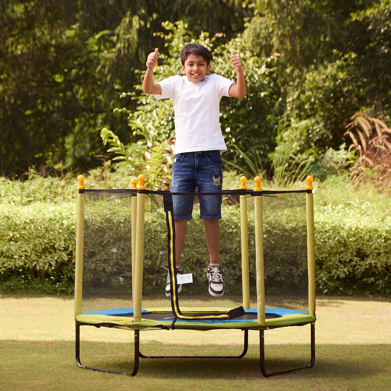 Trampoline for Kids - 55 Inch Trampoline with Safety Net - Spring Cover Padding Trampoline