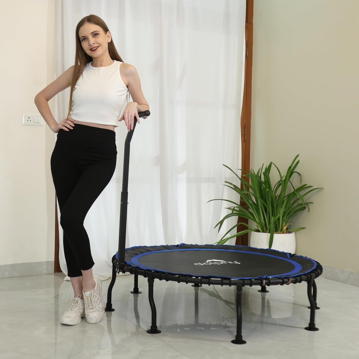Dolphy 48" Foldable Trampoline with handrail-Max Limit 100kg Trampoline