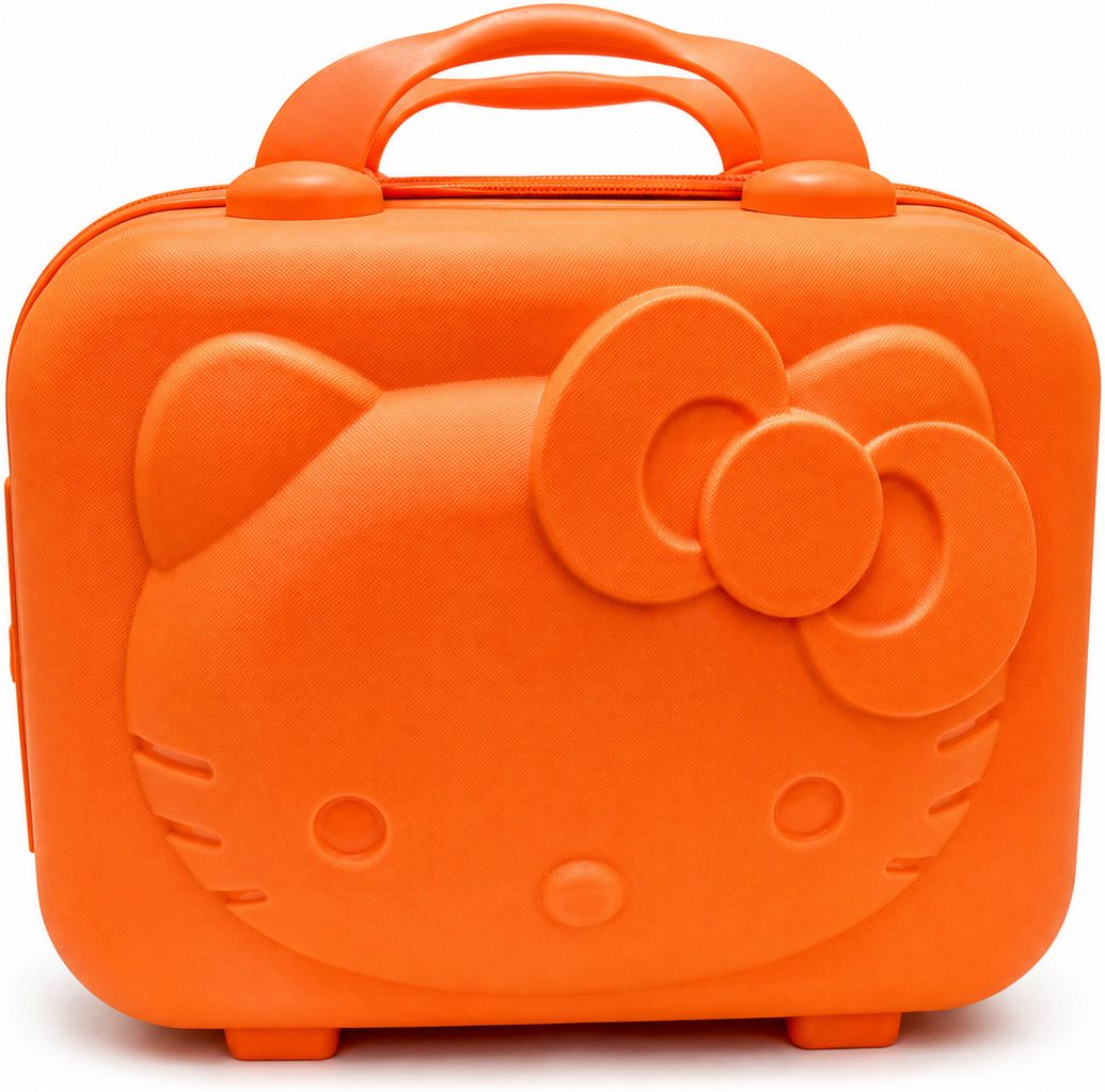 Cute Kitty Kids travel luggage , Makeup Organiser Travel bag | Orange Small Travel Bag - Small-image-40