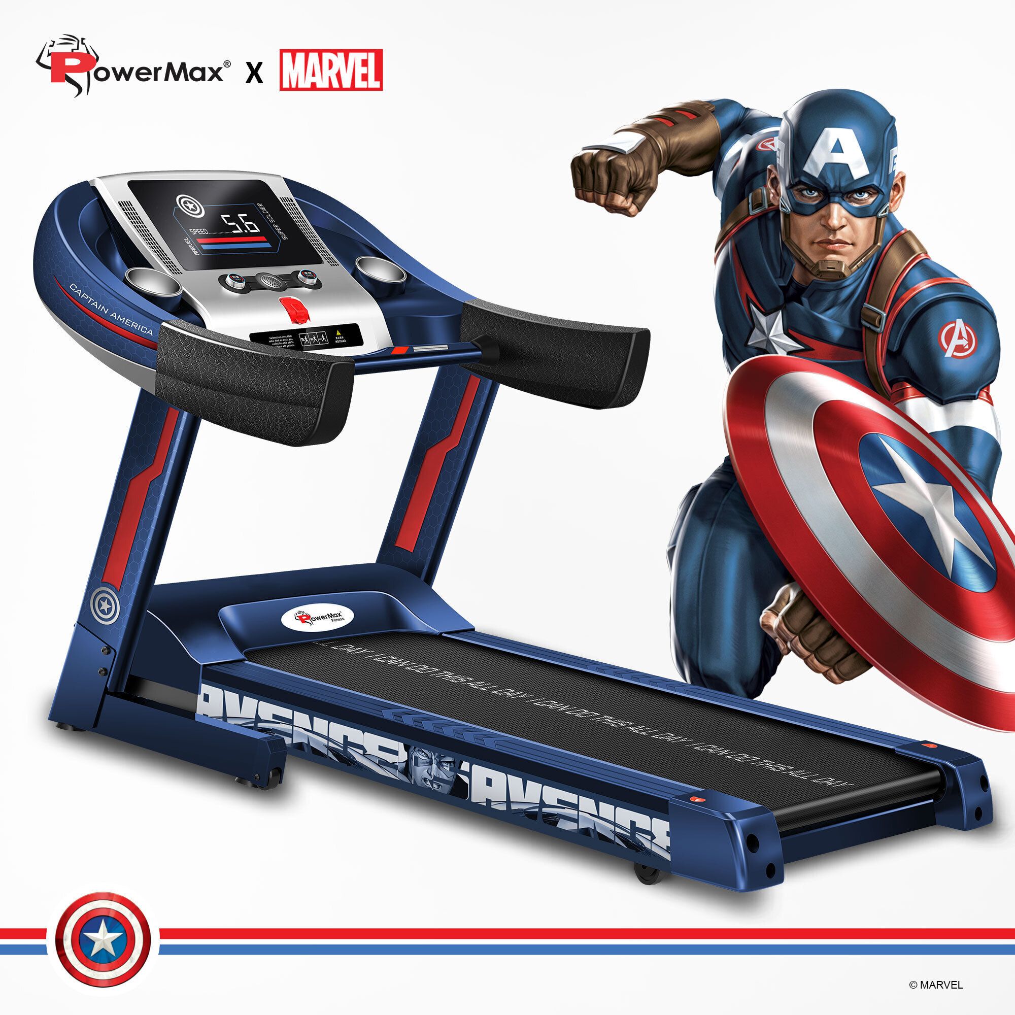 powermax fitness MTA-1000 Captain America Edition (4HP Peak) Smart Folding Electric Treadmill with Auto Incline Treadmill-picture-29