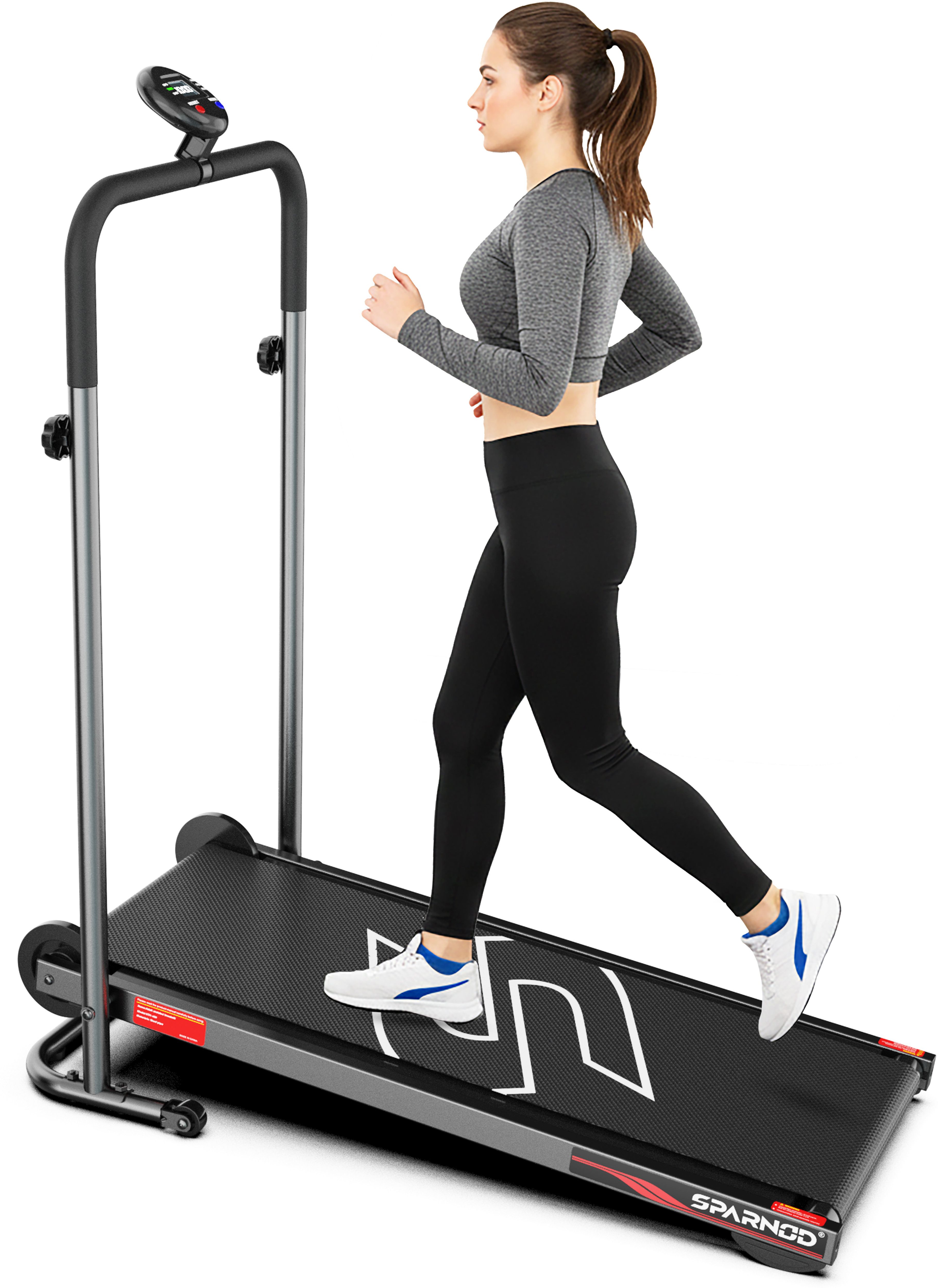 STH-450 Manual Treadmill for Home, LCD Display, Foldable, 120 kg Capacity Treadmill