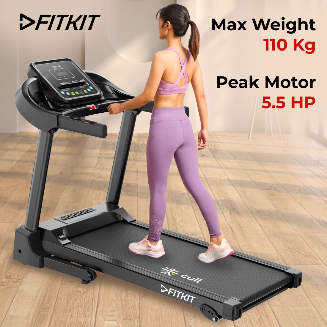 fitkit by Cult TurboRun BLDC Motorized (5.5HP Peak) | 110Kg Max Weight | Home Use Treadmill-picture-13