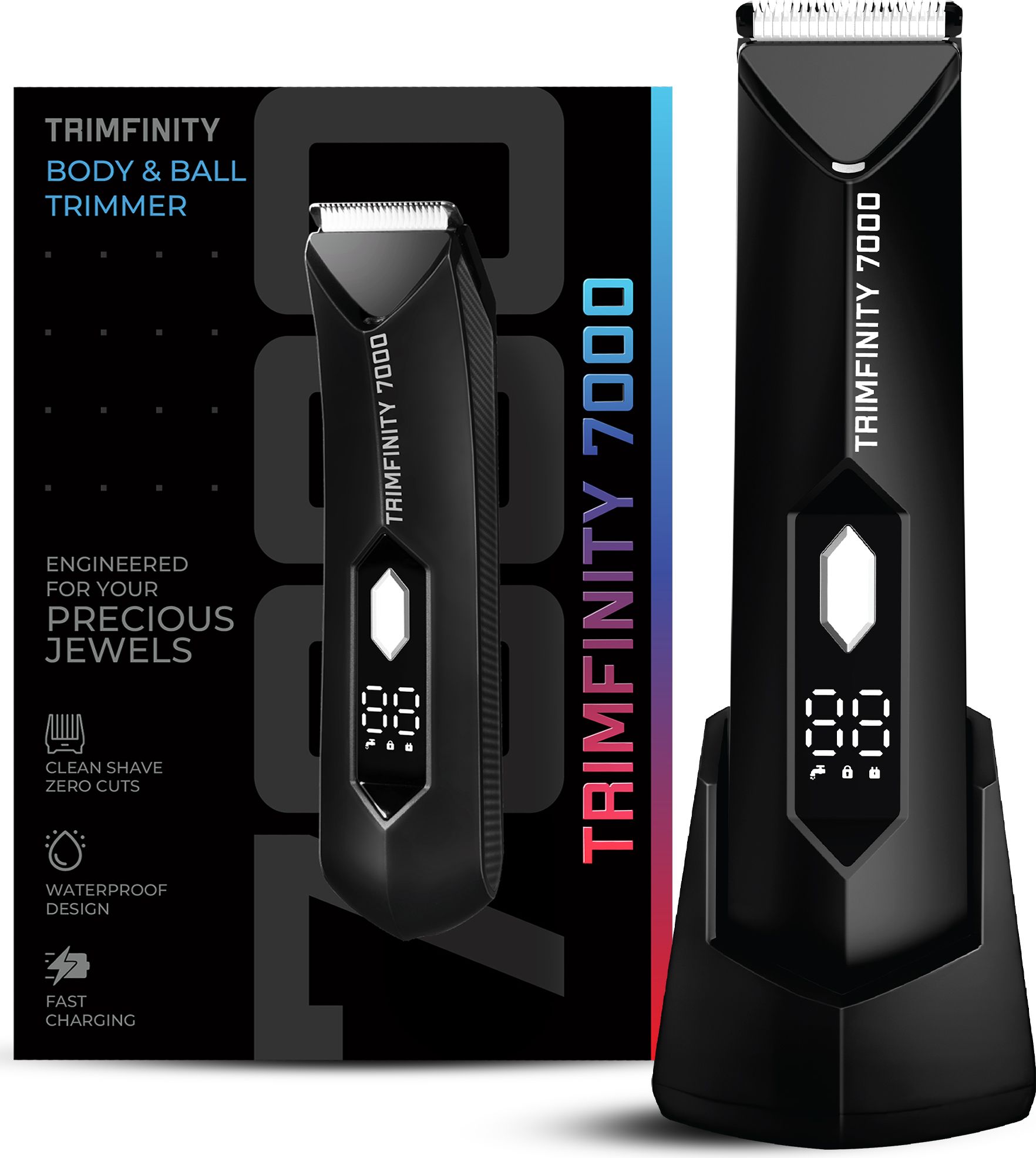 Trimfinity 7000 Body Hair Trimmer for Men, Wireless Fast Charging, 1-Year Warranty Fully Waterproof Body Groomer 90 min Runtime 4 Length Settings-image-2