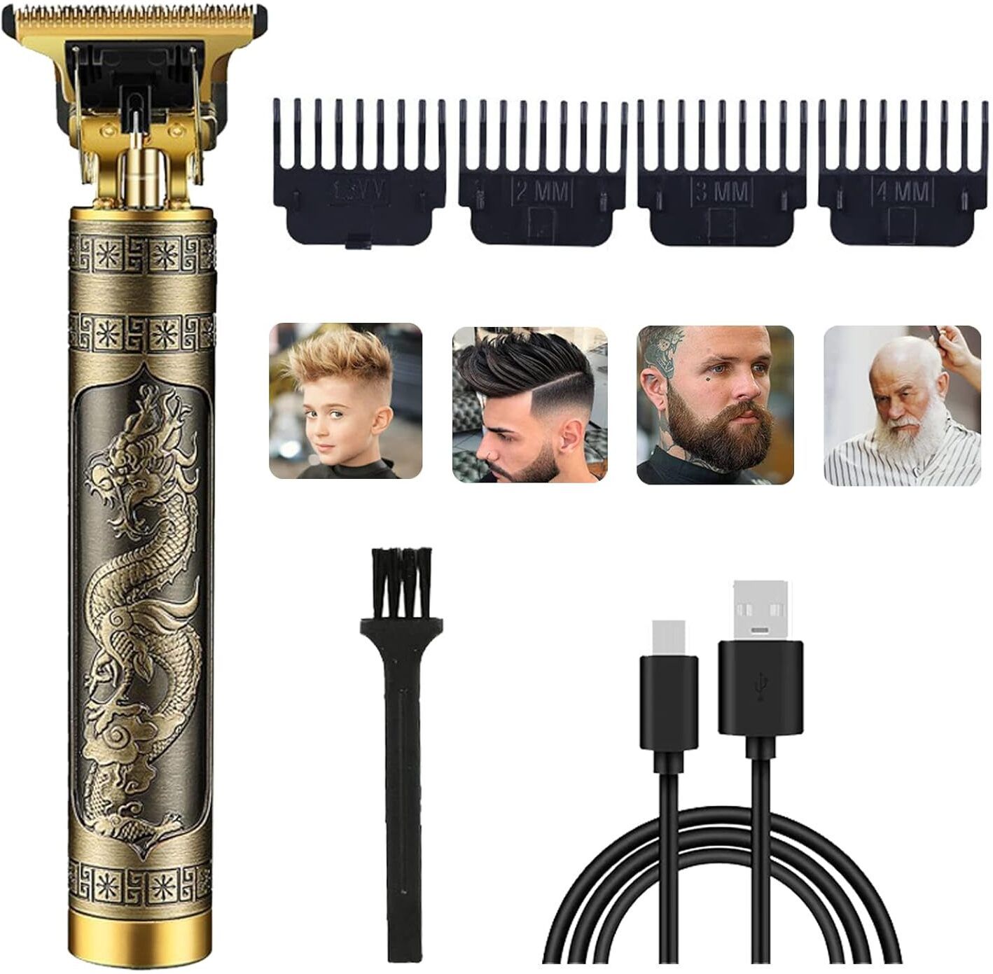 Fanqew 120Min runtime Electric Hair Clipper Razor With Oil Head Shaving Grooming Kit 120 min Runtime 4 Length Settings