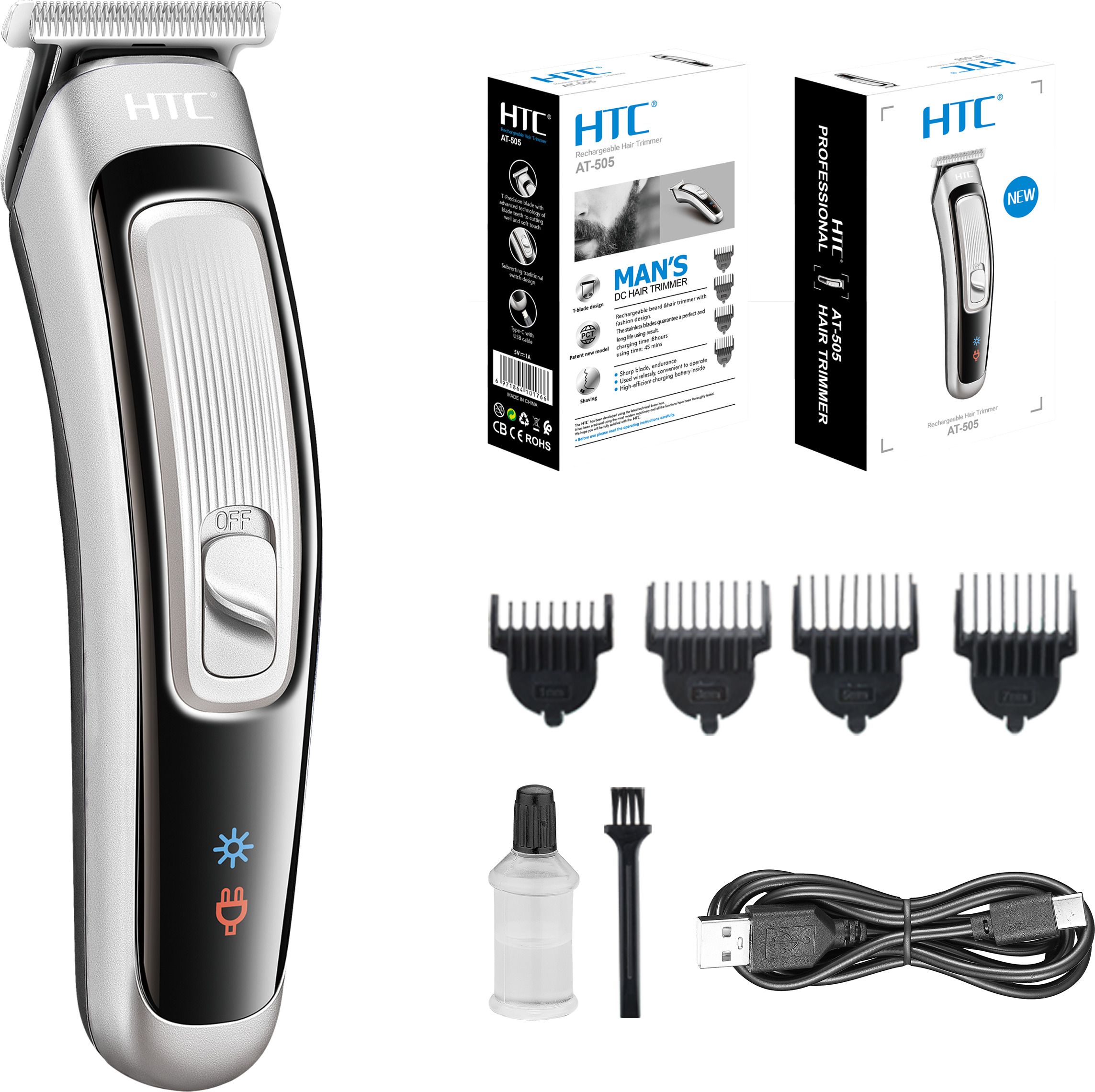 MynxeHTC AT-505 Hair Trimmers Electric_Shavers Clippers Professional Cutting_Machine Fully Waterproof Trimmer 45 min Runtime 4 Length Settings-image-47