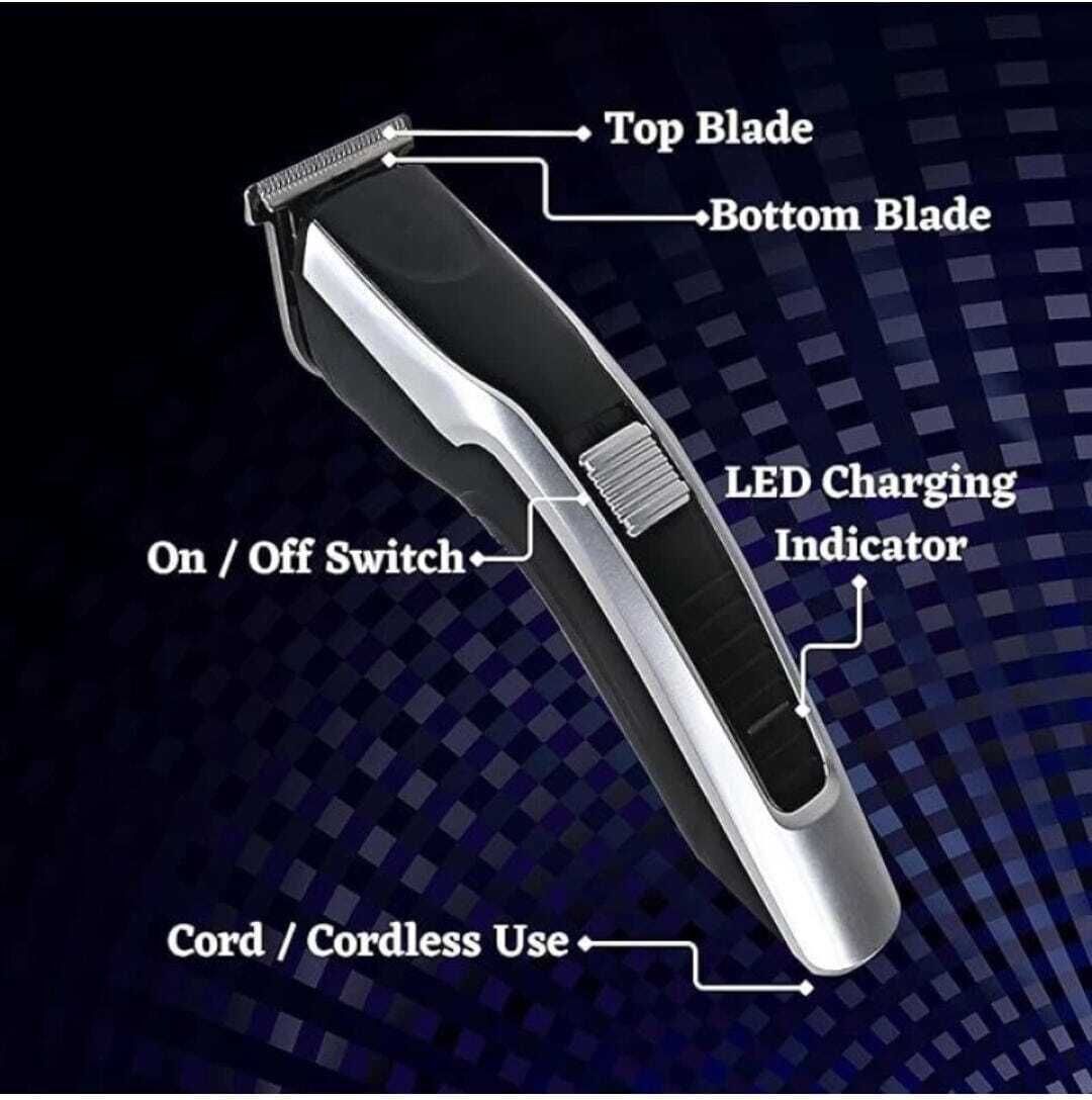FINARO 538 Trimmer Trimmer 60 min Runtime 4 Length Settings (Silver, Black) Shaver For Men-image-2