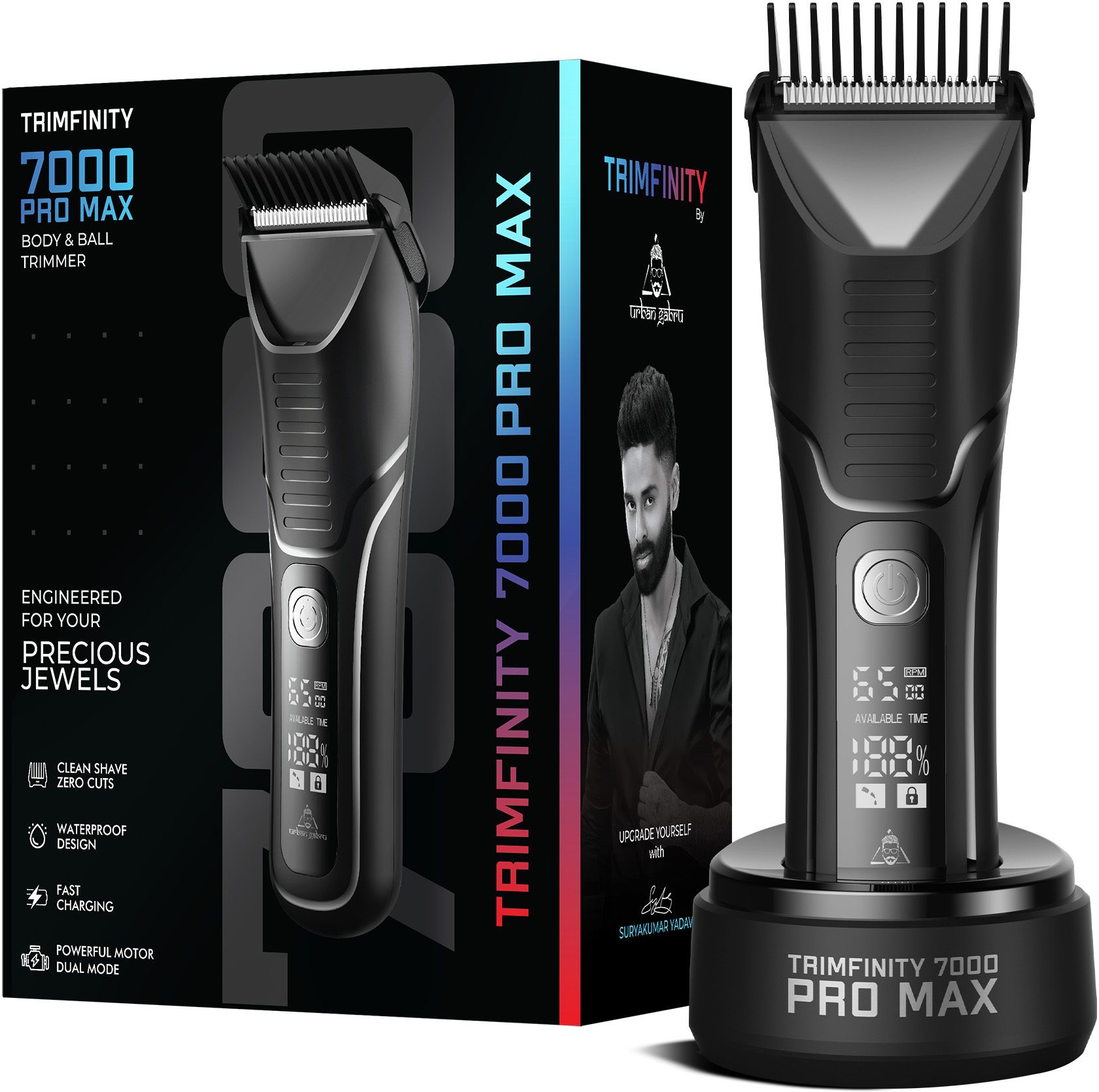 urbangabru Trimfinty 7000 Pro Max Trimmer for Men | Skin Safe Tech Fully Waterproof Body Groomer 90 min Runtime 4 Length Settings-picture-15