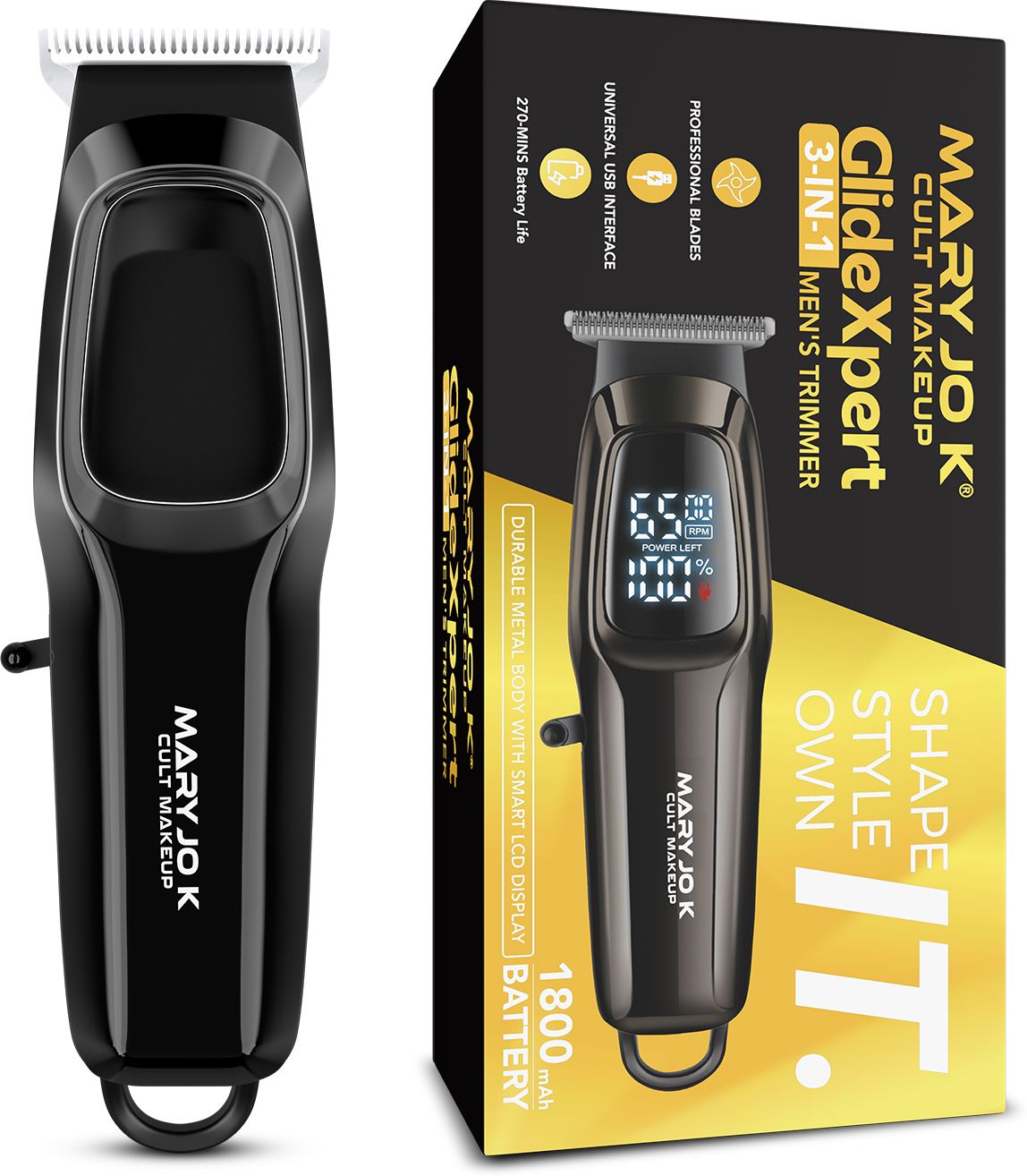 MARY JO K GlideXpert 3-in-1 Men’s Trimmer | Metal Body | 3 Comb | USB Rechargeable Trimmer 270 min Runtime 3 Length Settings-image-6