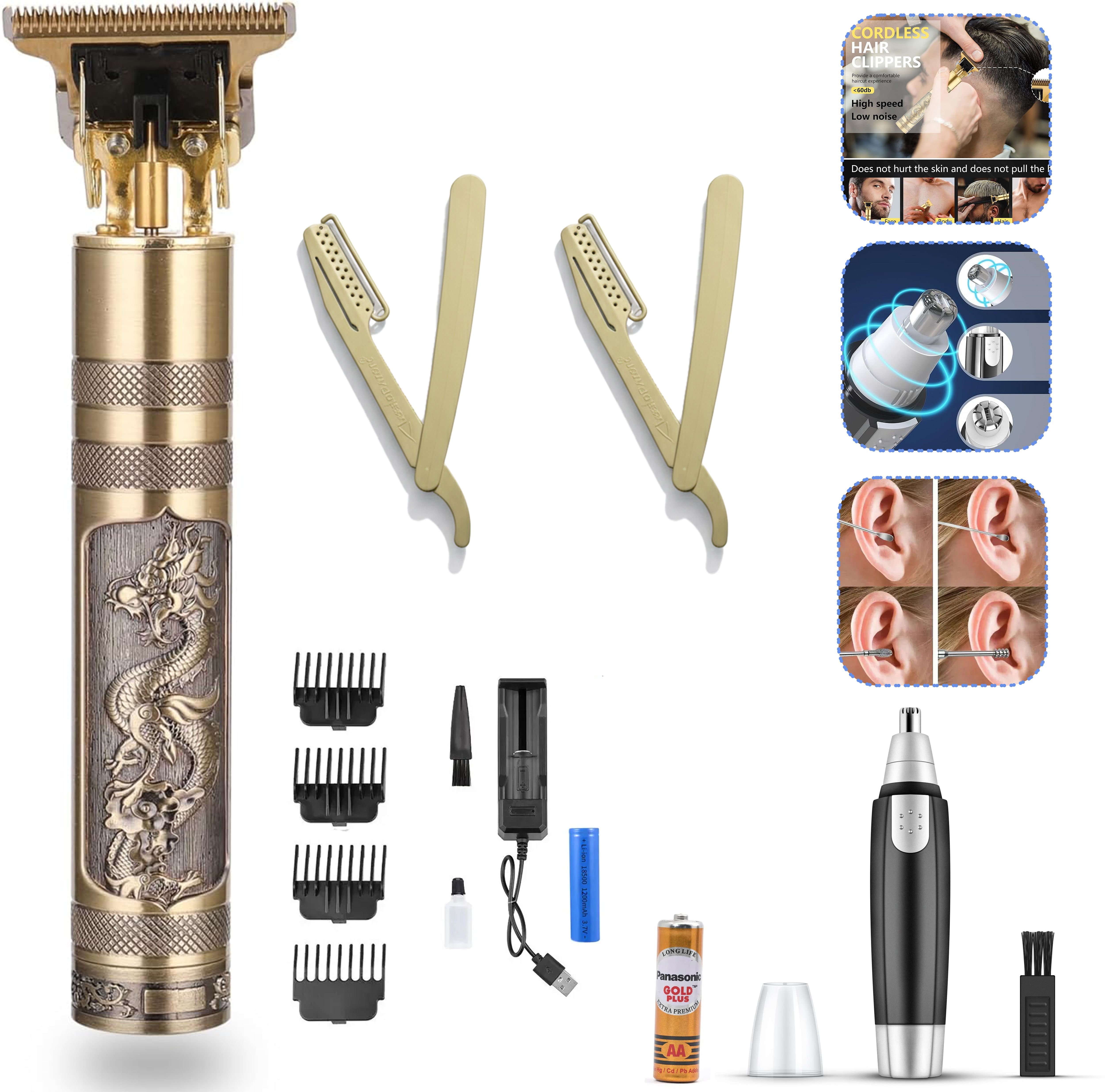 Virth 2 PCS Hair Razor Men's Ear & Nose Hair Remover Mini Trimmer & Men's Hair & Beard Trimmer 120 min Runtime 0 Length Settings-image-15