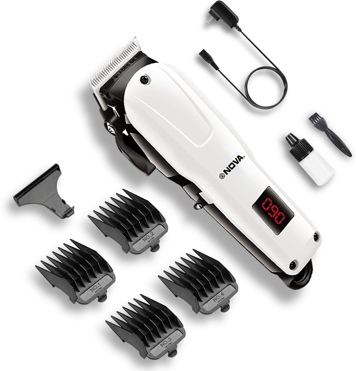 NOVA Professional Rechargeable and Cordless NHT 1083 Hair Clipper Trimmer 120 minRuntime 5 Length Settings