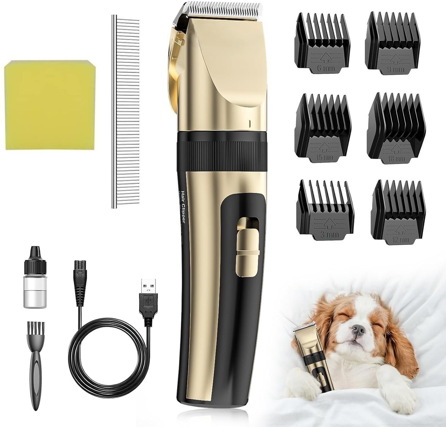Vishbin Electric Dog Trimmer Pet Grooming Kit Fully Waterproof Grooming Kit 30 min Runtime 15 Length Settings