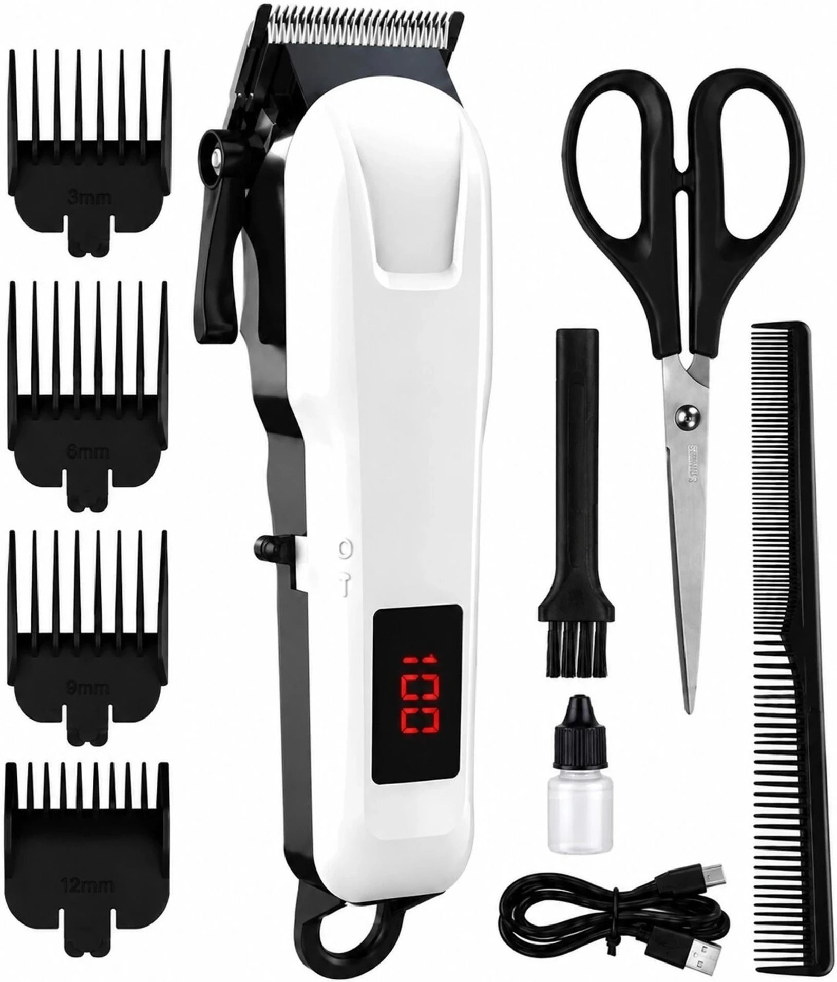 RACCOON 809 Hair Clipper Machine with LED Display, Scissor, 4 Combs & USB Charging Fully Waterproof Trimmer 180 min Runtime 5 Length Settings-image-38