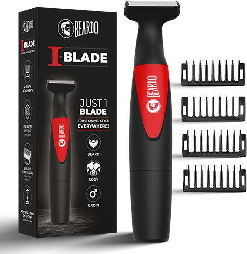 BEARDO I-Blade Body Trimmer for Beard, Hair, Groin OneBlade Trimmer 150 minRuntime 4 Length Settings