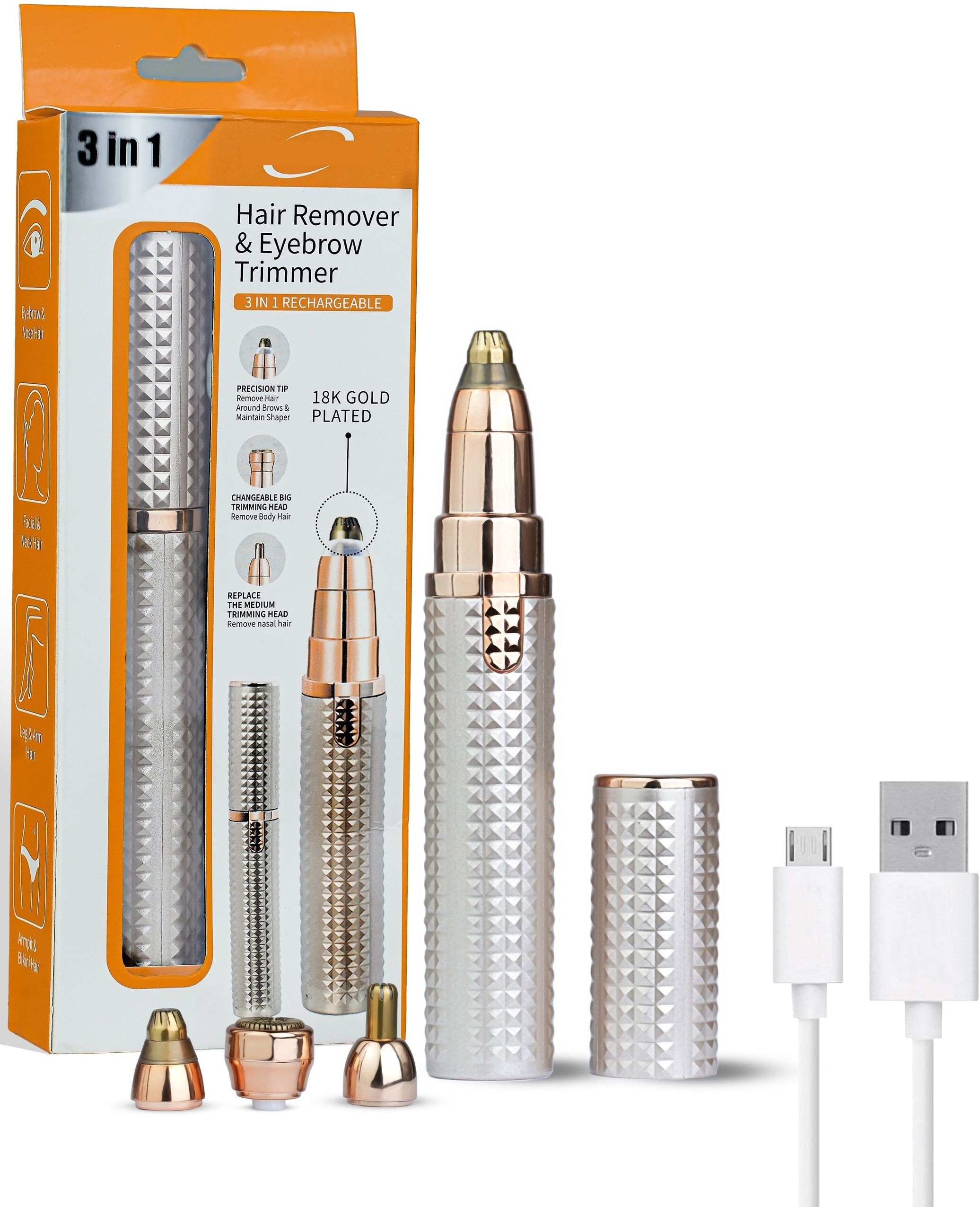 NLB ENTERPRISE 3 In 1 eyebrow trimmer for women, Upper Lips, Facial & Nose Hair Remover Machine Trimmer 60 min Runtime 3 Length Settings-image-17