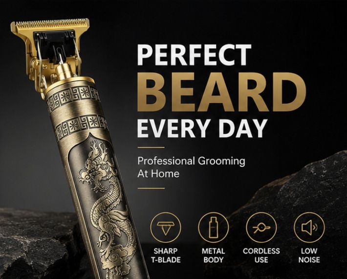 Zubeen Professional Hair Trimmer for Men T-Blade USB Rechargeable Cordless Gold Grooming Kit 120 min Runtime 4 Length Settings-image-19